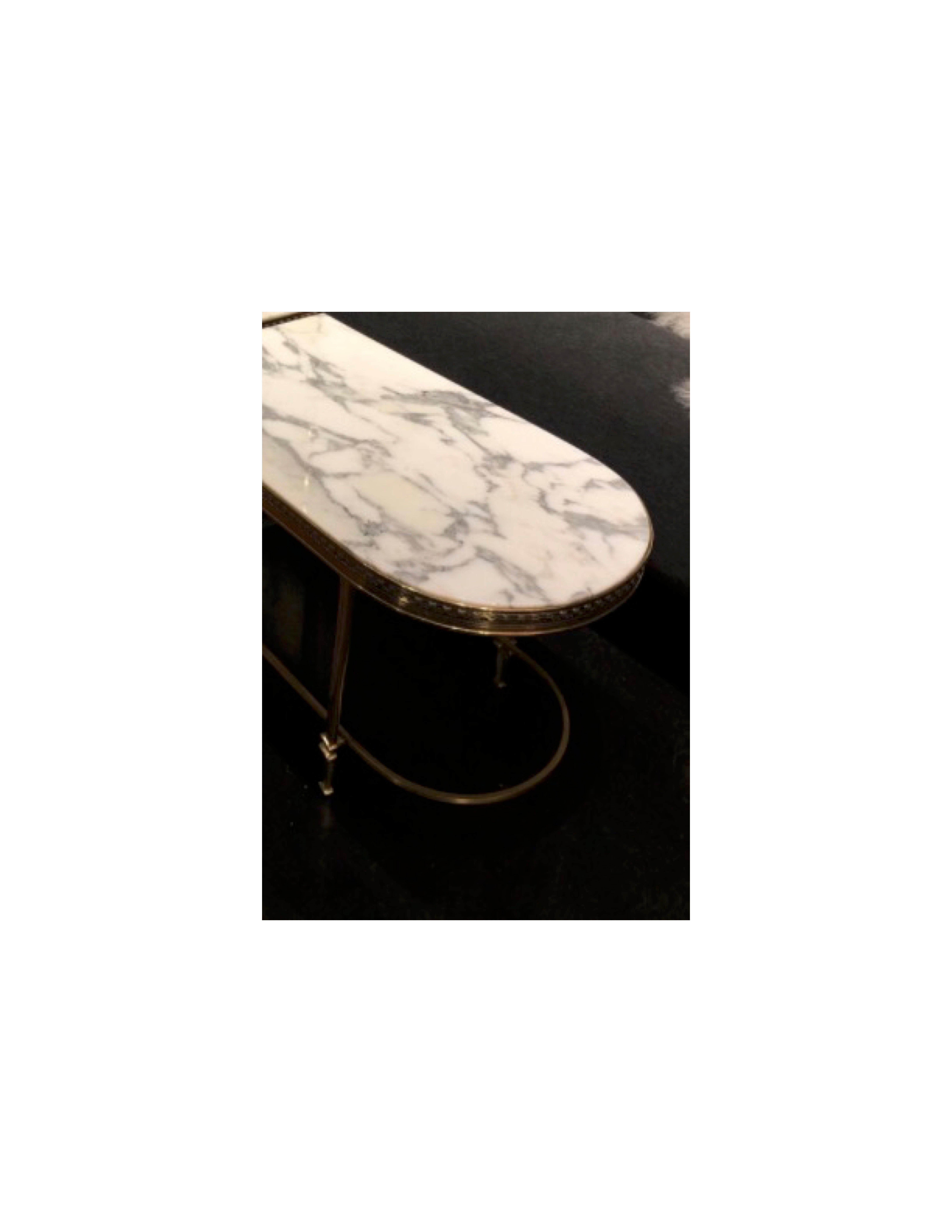 20th Century Two-Piece Marble and Brass Coffee Table or Pair of Side Tables