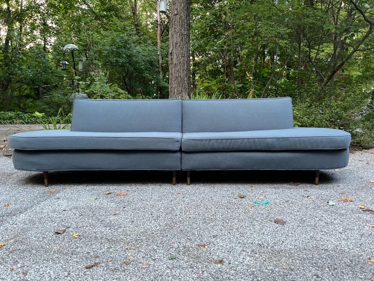 Two Piece MidCentury Modern Sofa with Curved Ends For Sale at 1stDibs