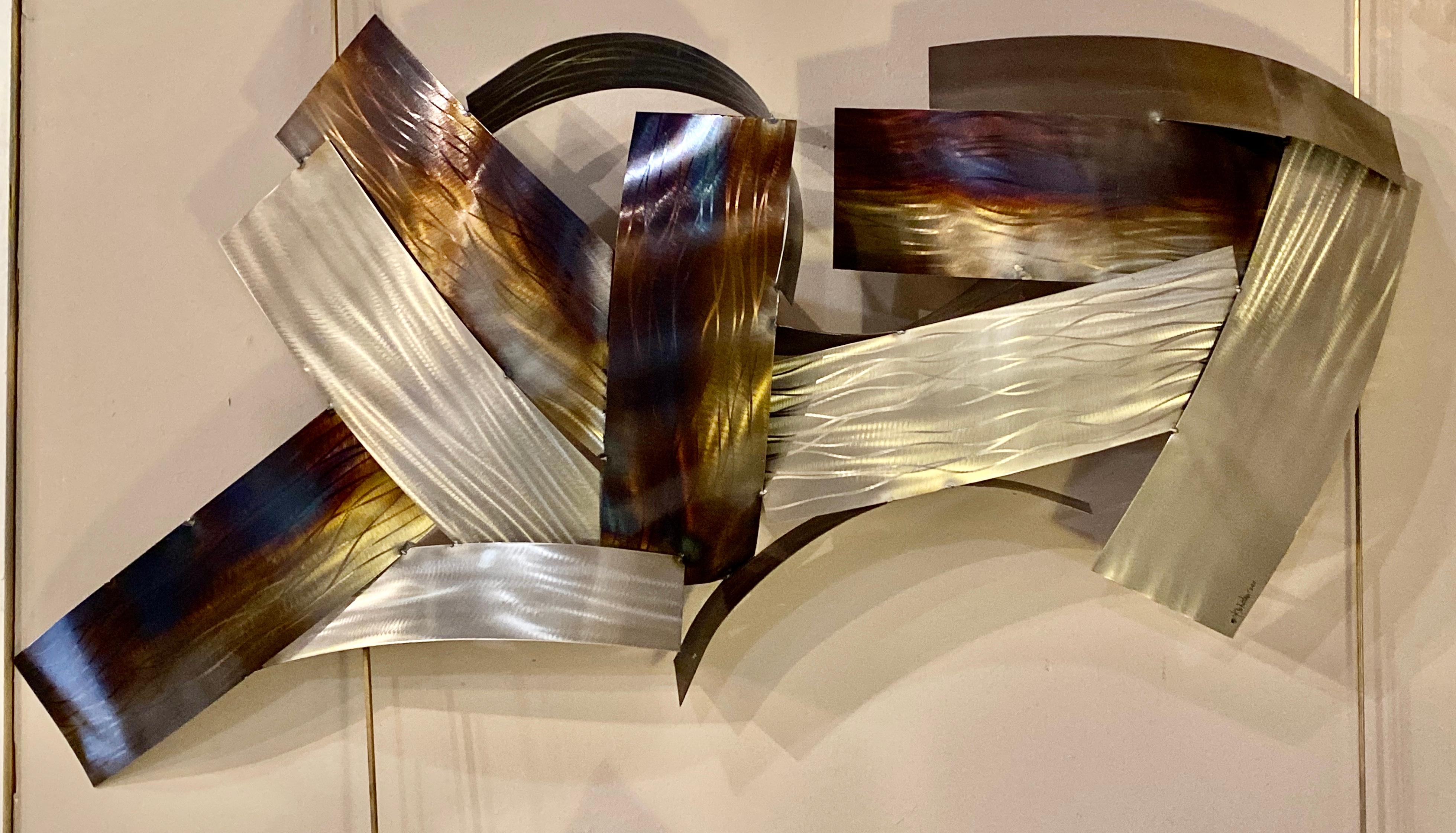 Contemporary Two Piece Modern Metal Wall Sculpture by Johnston, 2011