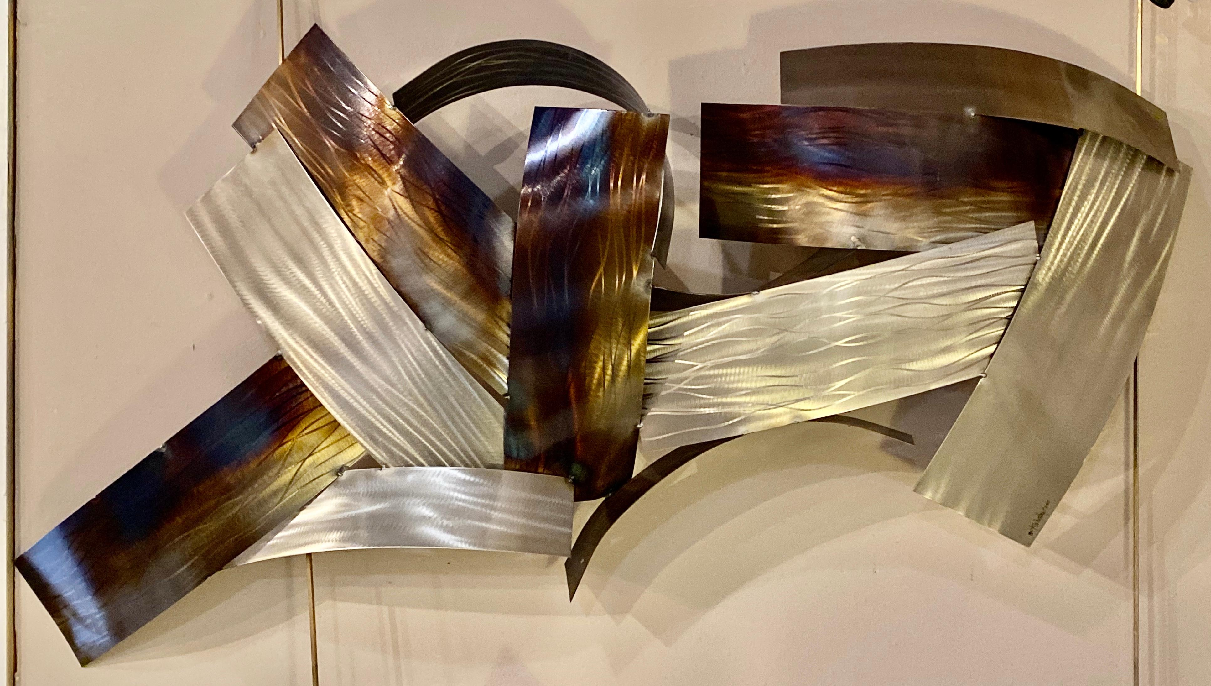 Two Piece Modern Metal Wall Sculpture by Johnston, 2011 1