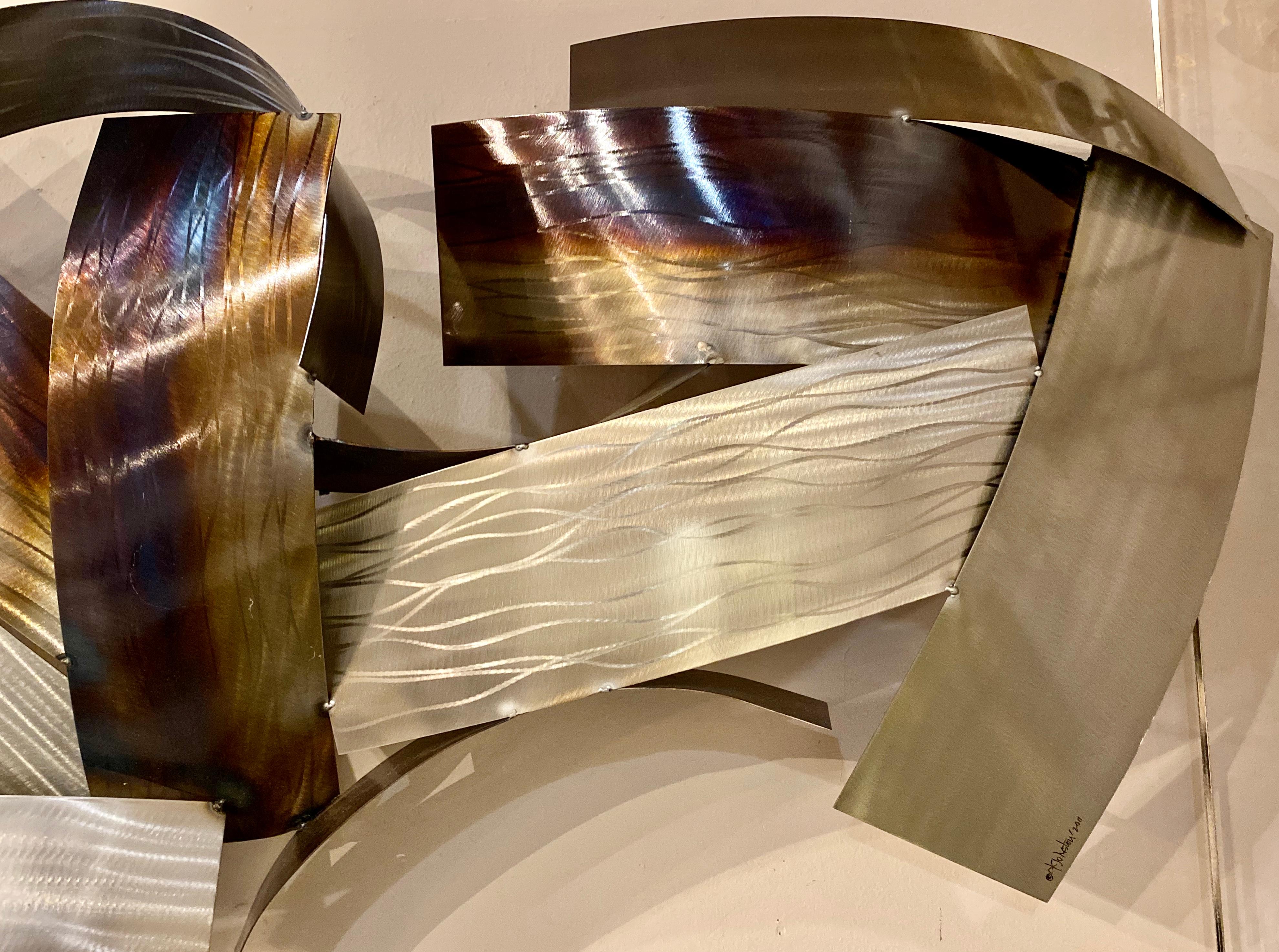 Two Piece Modern Metal Wall Sculpture by Johnston, 2011 5