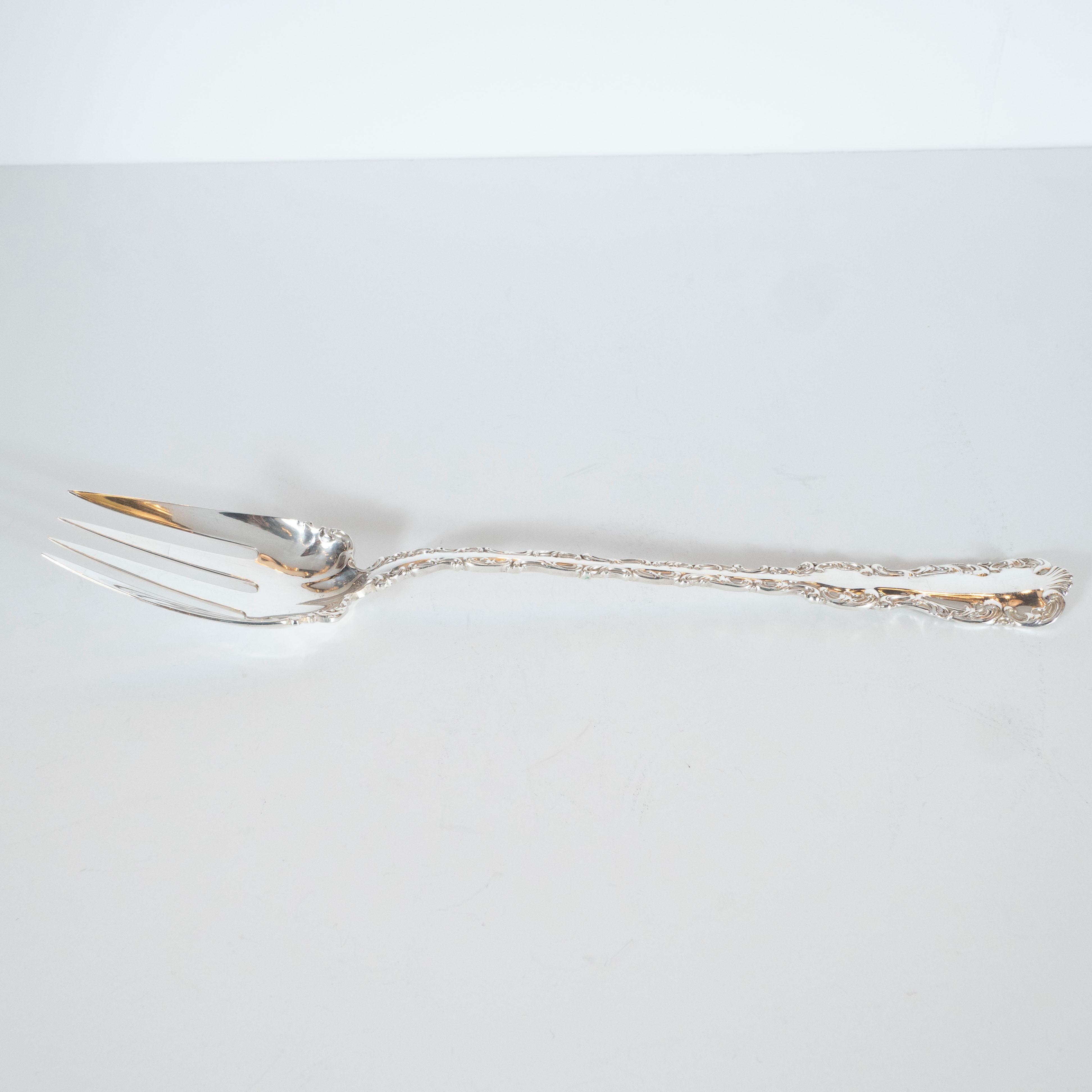 Mid-20th Century Two-Piece Neoclassical Sterling Silver Serving Set with Foliate Detailing