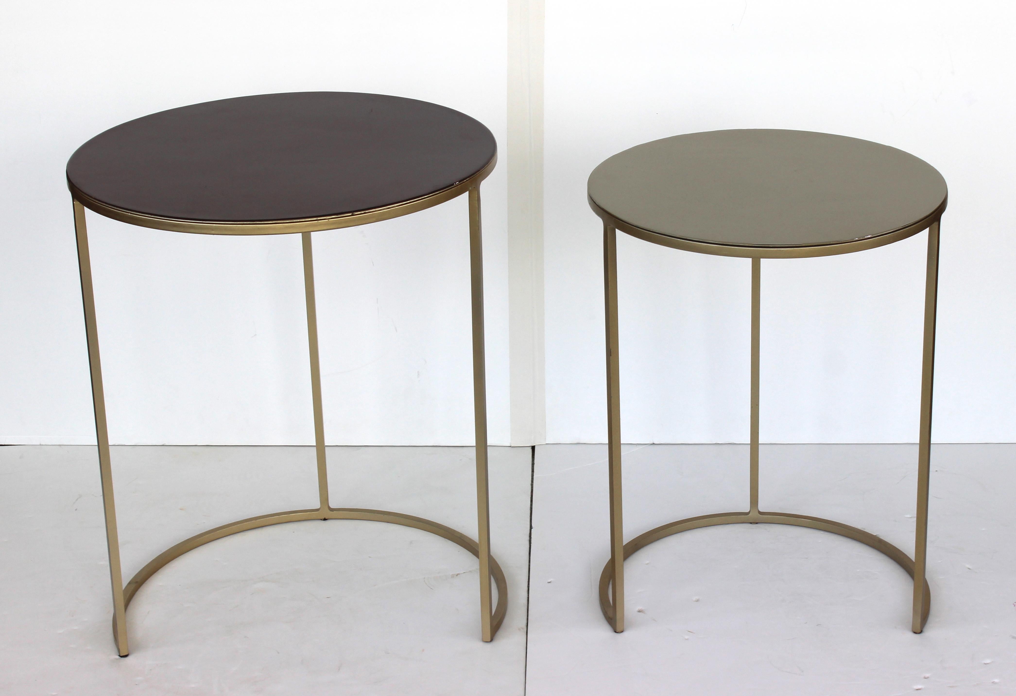 Art Deco Two Piece Nesting Tables with Lacquered Tops For Sale