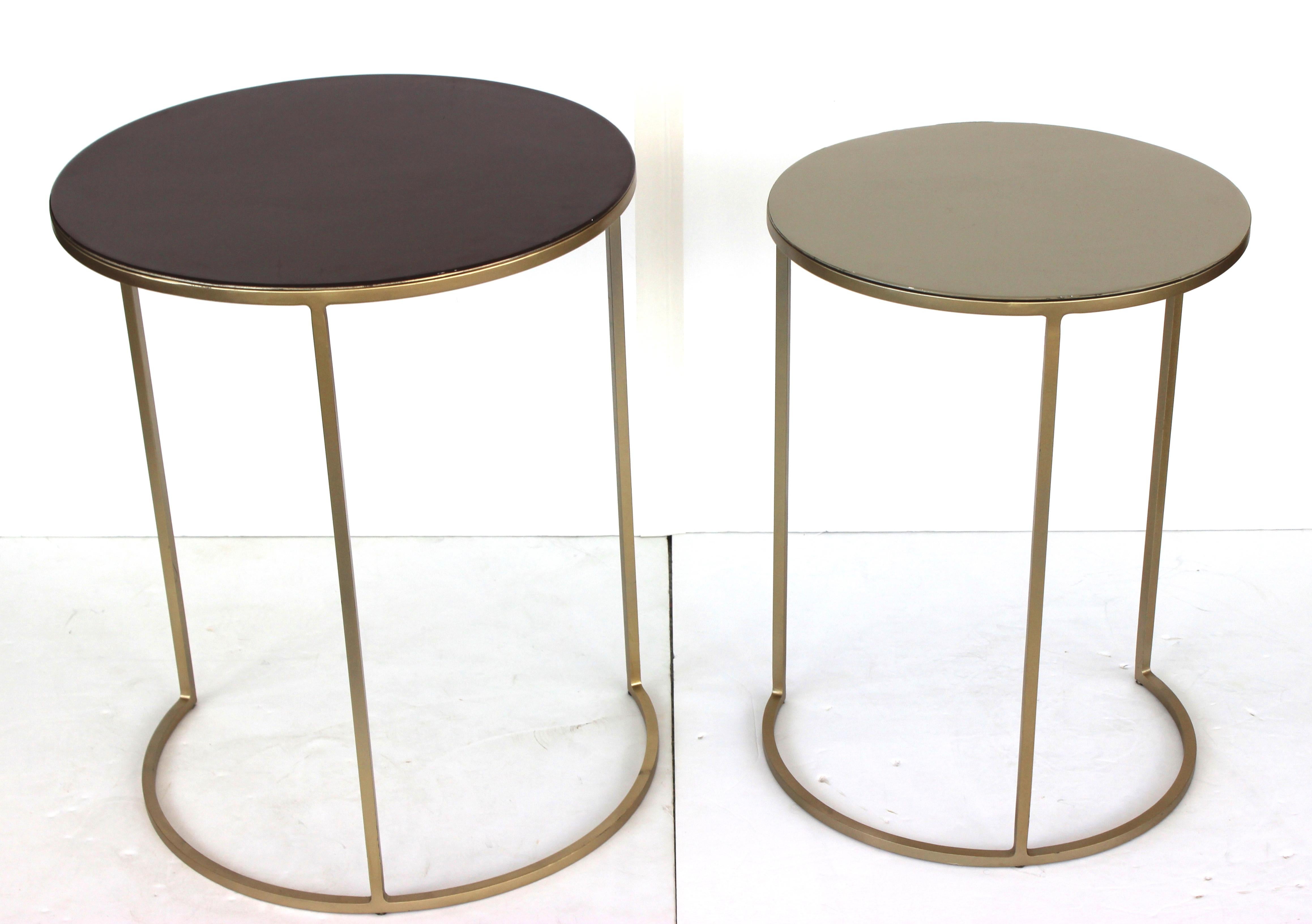 Painted Two Piece Nesting Tables with Lacquered Tops For Sale
