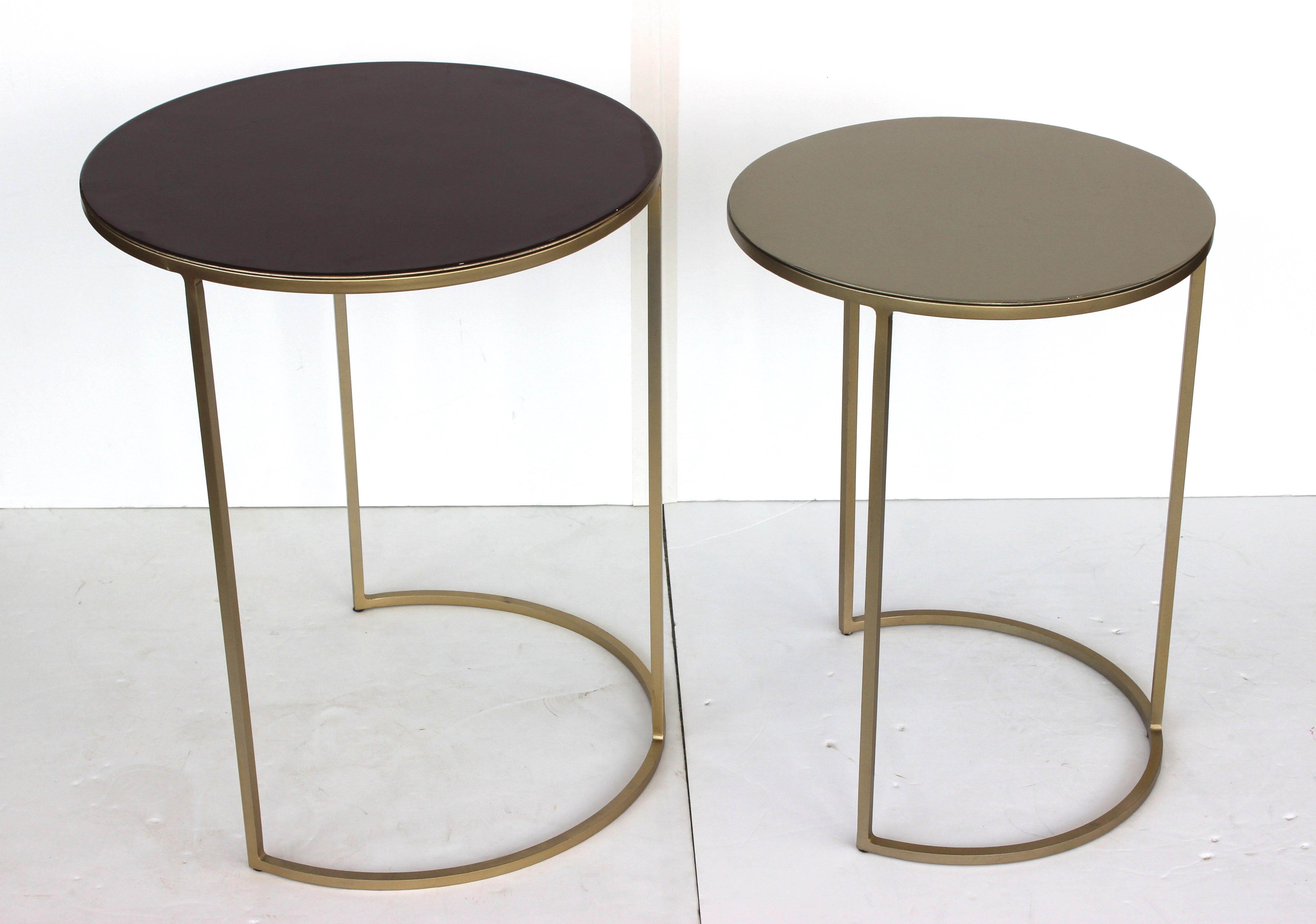 Two Piece Nesting Tables with Lacquered Tops In Good Condition For Sale In West Palm Beach, FL