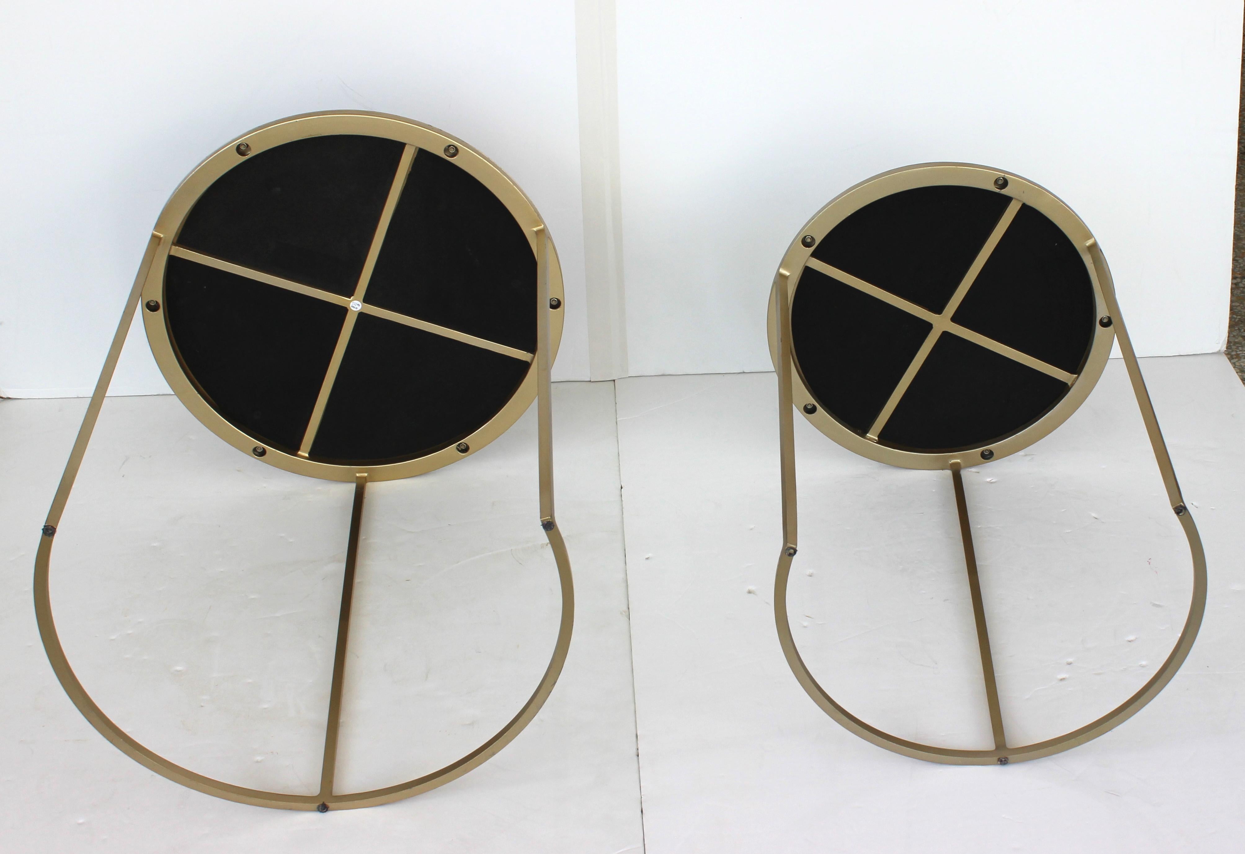 Metal Two Piece Nesting Tables with Lacquered Tops For Sale