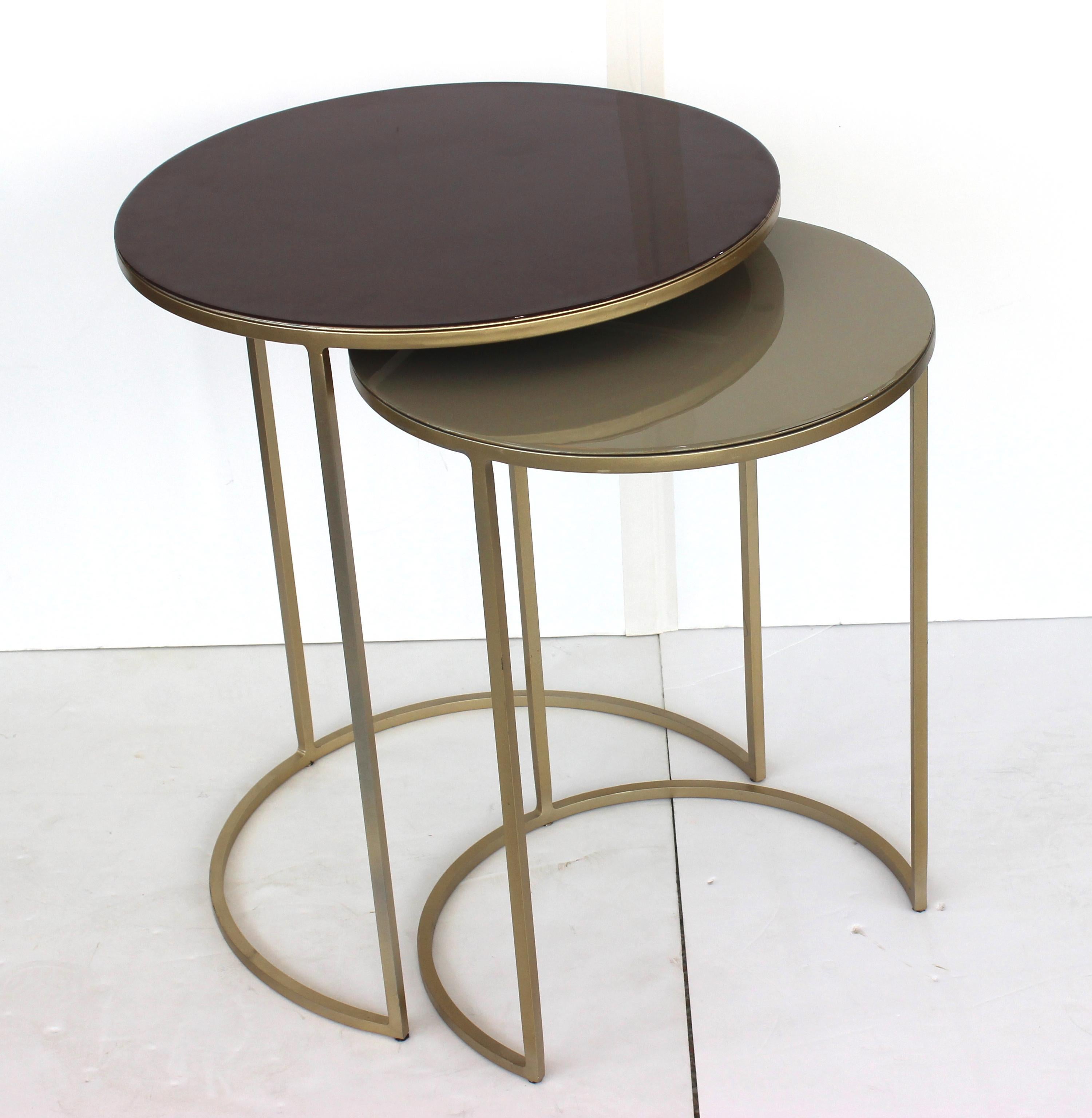 Two Piece Nesting Tables with Lacquered Tops For Sale 1
