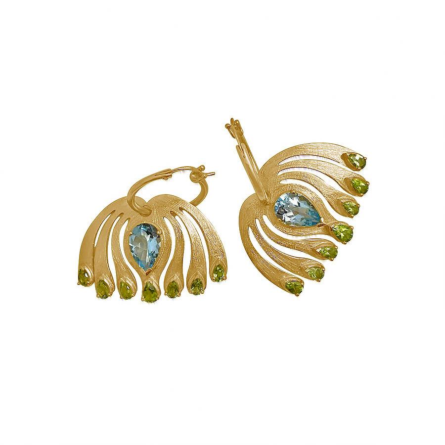 peacock hoop earrings