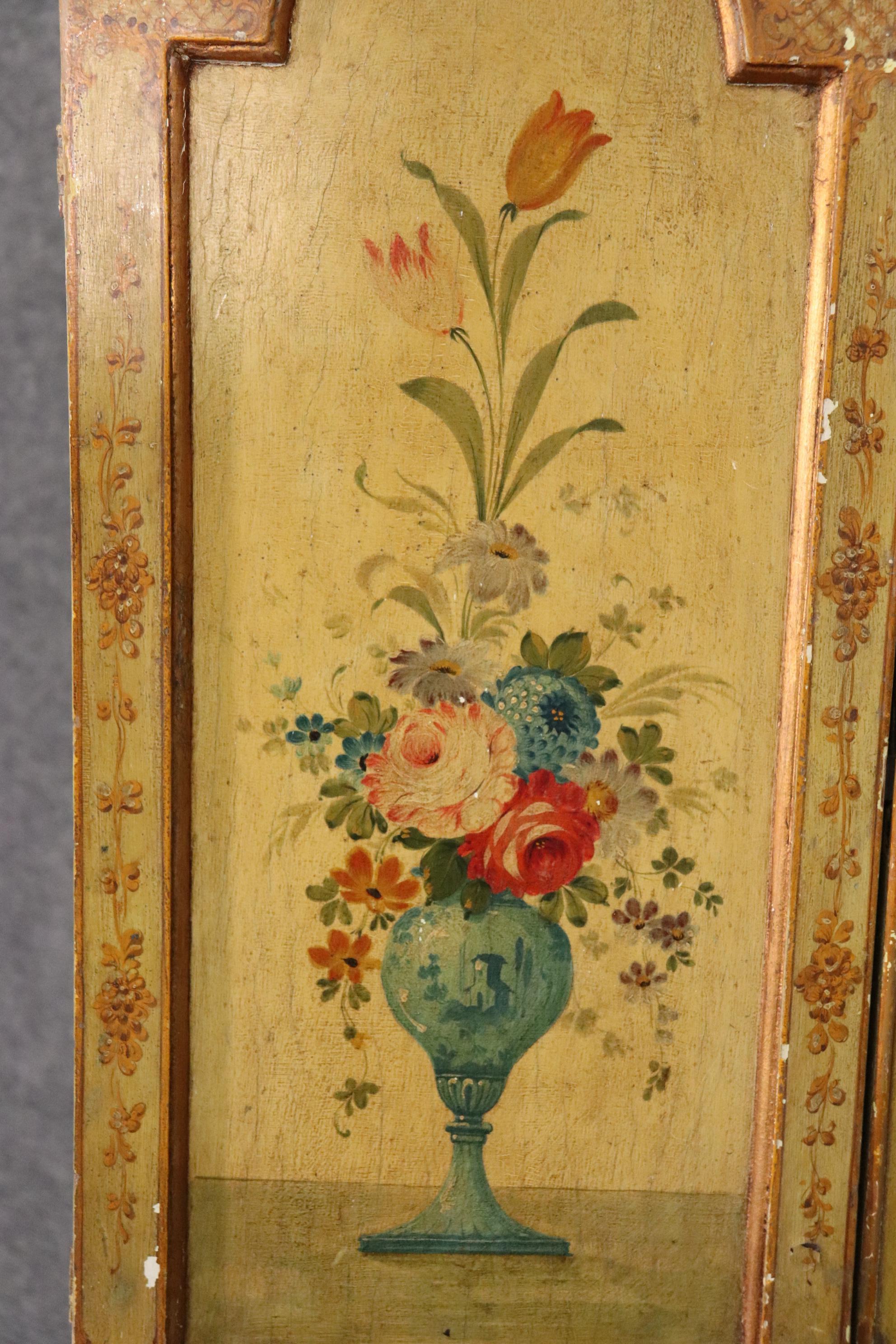 Two Piece Quality Floral Paint Decorated Venetian Italian Secretary Desk 3