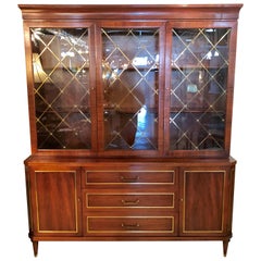 Two-Piece Rosewood Neoclassical in the Manner of Jansen Breakfront or Bookcase