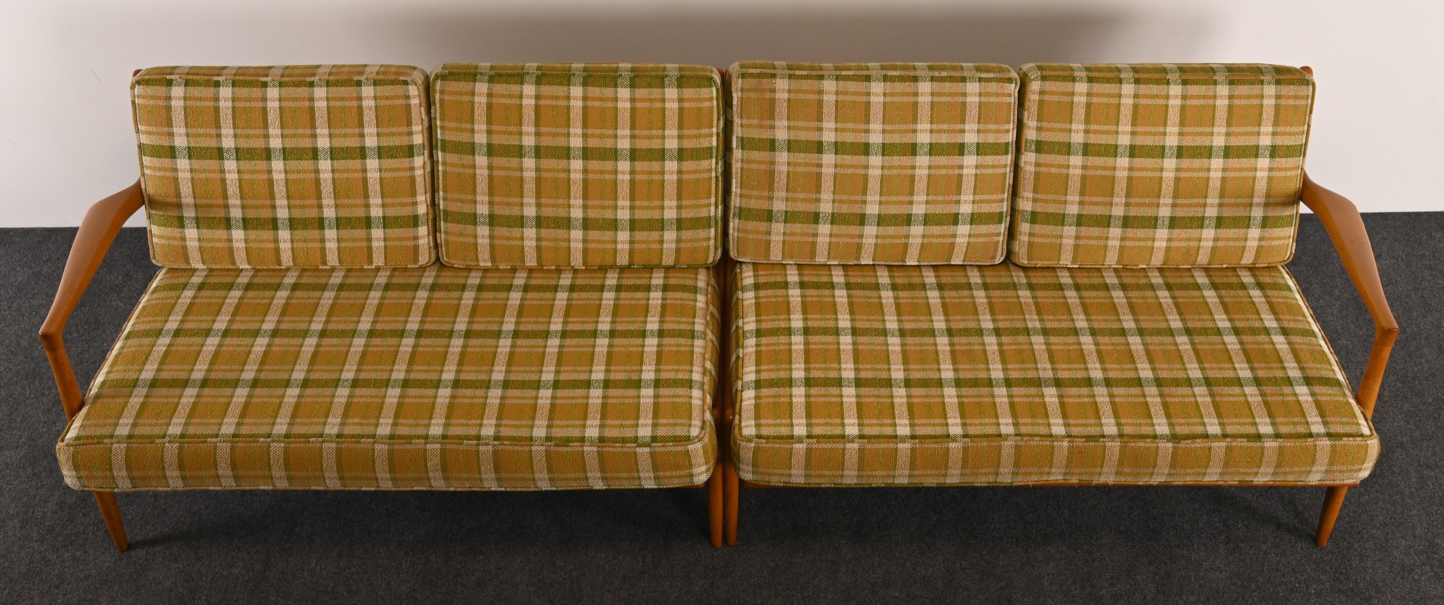 Upholstery Two-Piece Sectional Sofa by Ib Kofod-Larsen for Selig, 1960s