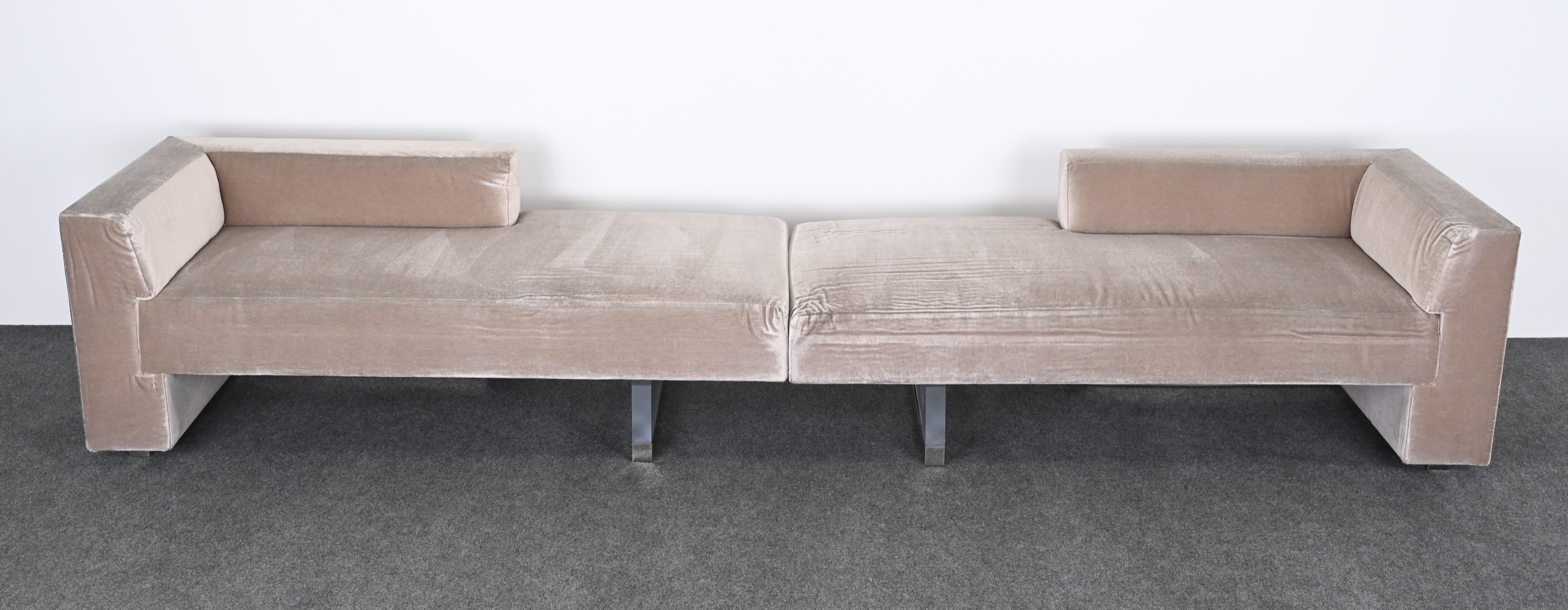 Upholstery Two Piece Sectional Sofas by Vladimir Kagan for Gucci, 1990s