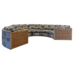 Two Piece Semi Circle Sofa, Caned Sides
