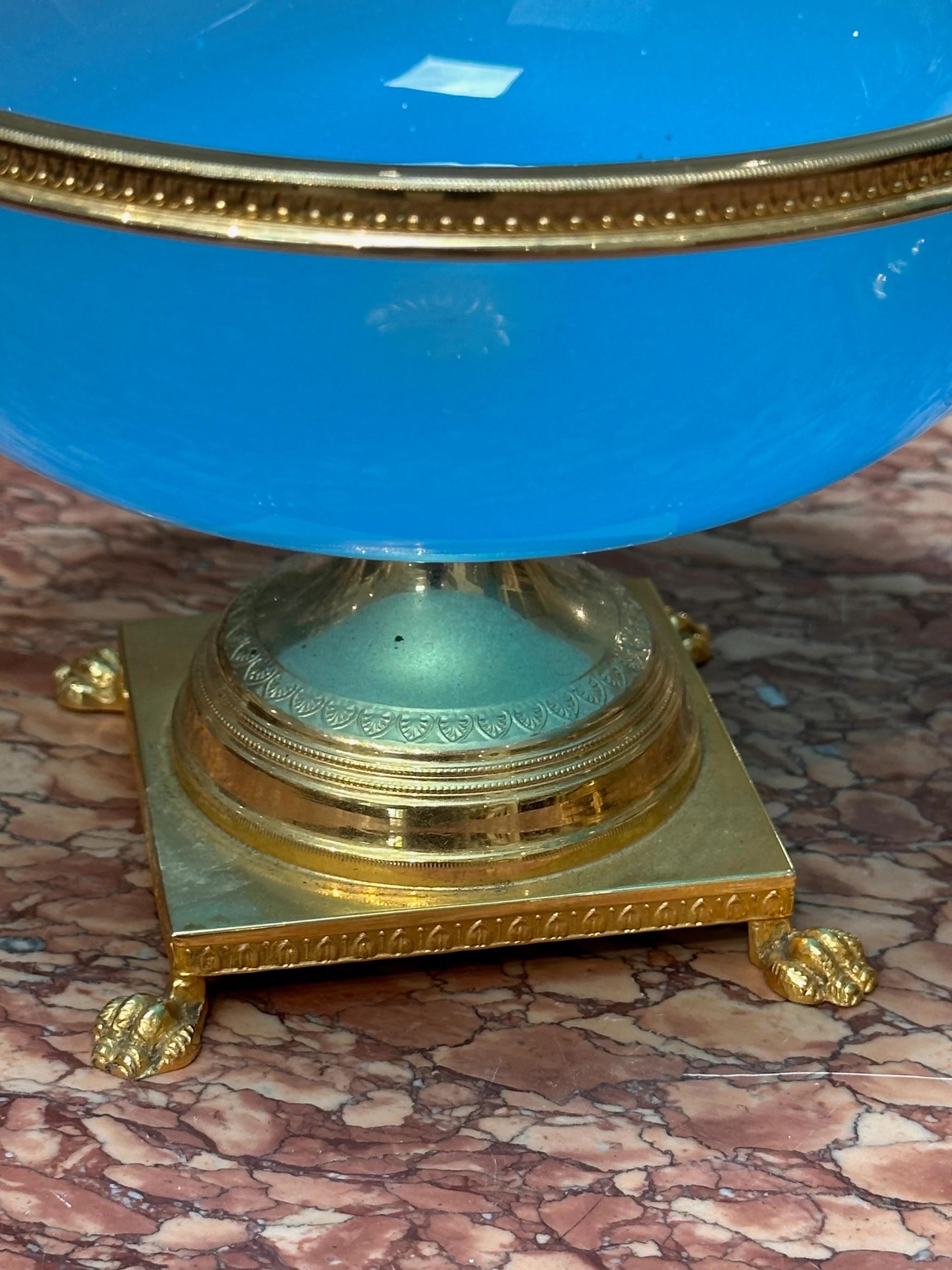 Two-Piece set of French Blue Opaline, c. 1860, Likely Palais Royale 1