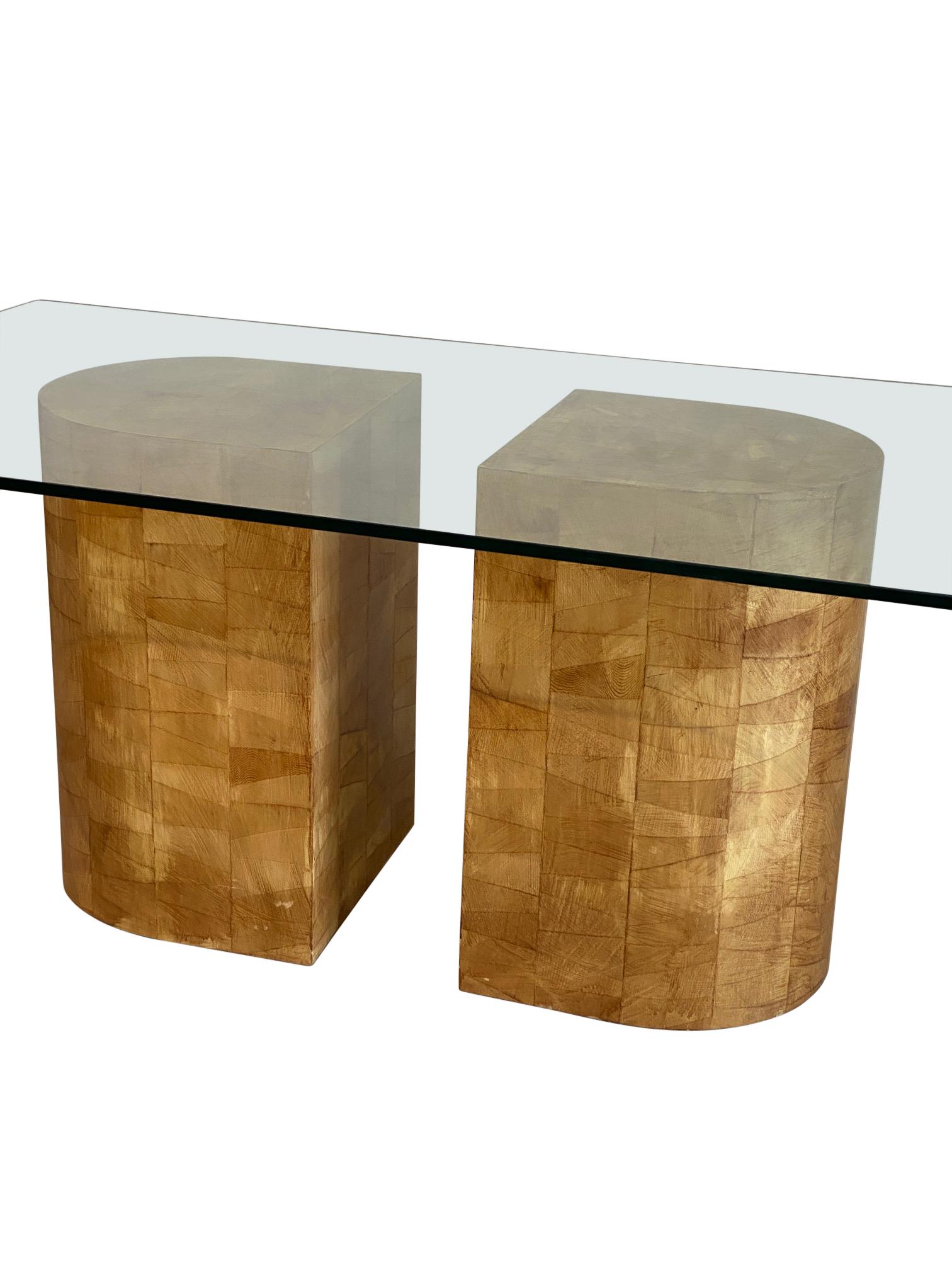 20th Century Two-Piece Solid Wooden Blocks Dining Table For Sale