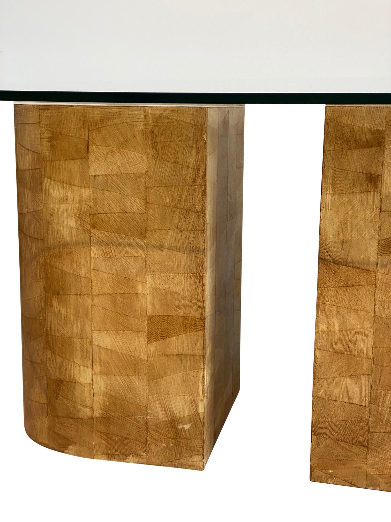 Two-Piece Solid Wooden Blocks Dining Table For Sale 2