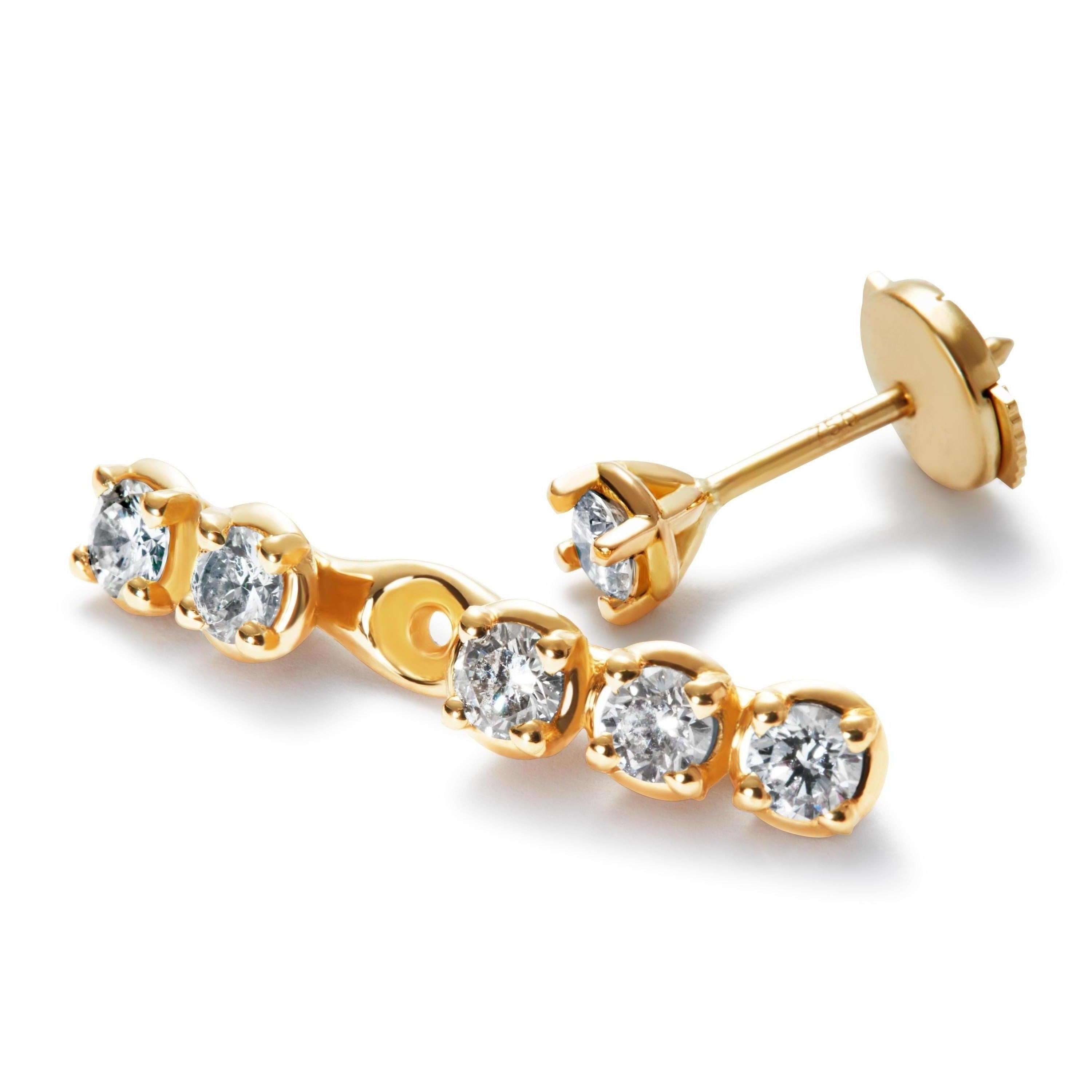 Rocks For Lifes two piece earring is with its distinctive design equally versatile and classic. It can be styled in many different ways. The setting of the six diamonds, a total of 0.66 carat, is designed to maximise the brilliance and luminosity of