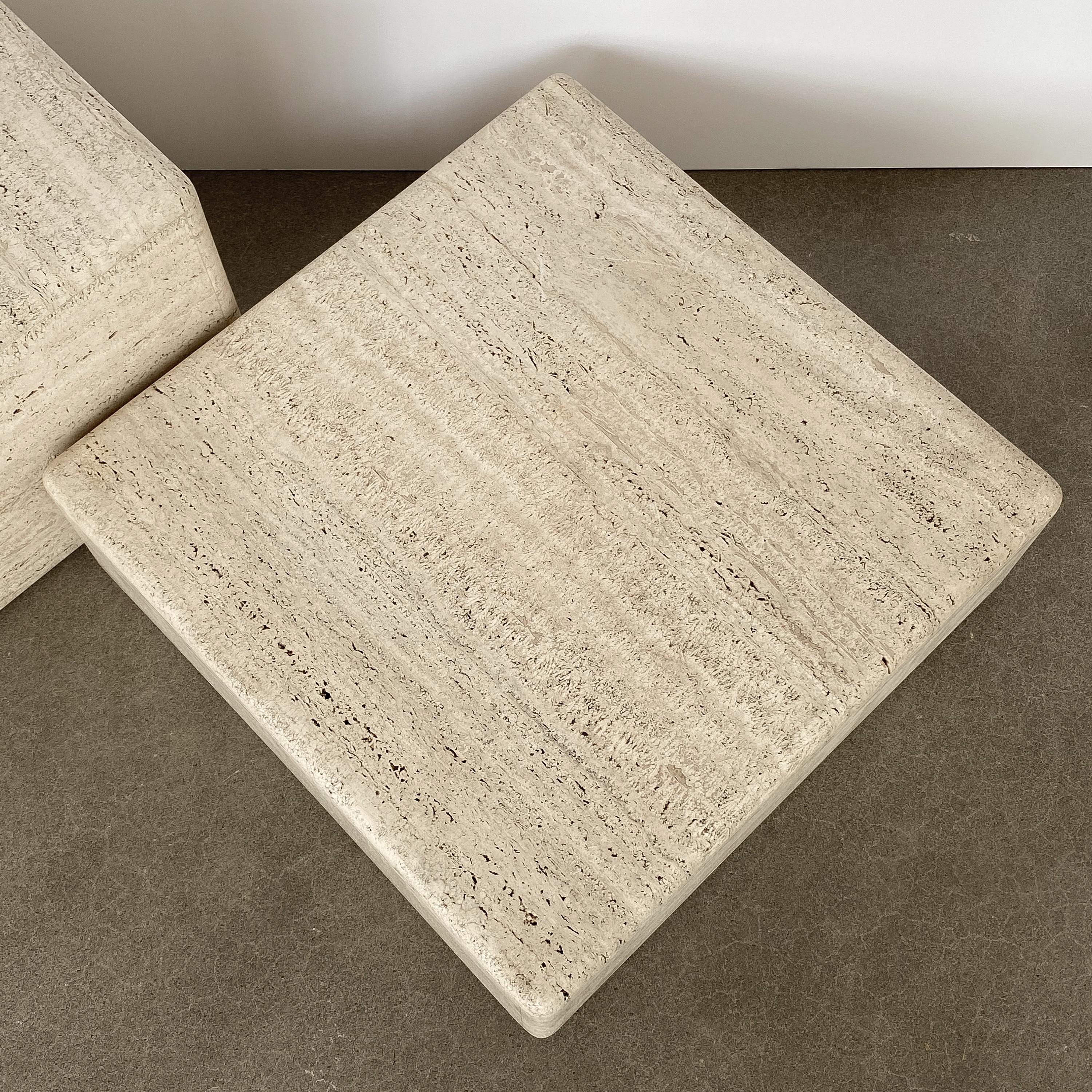 Two-Piece Travertine Cube Tiered Coffee Table 6