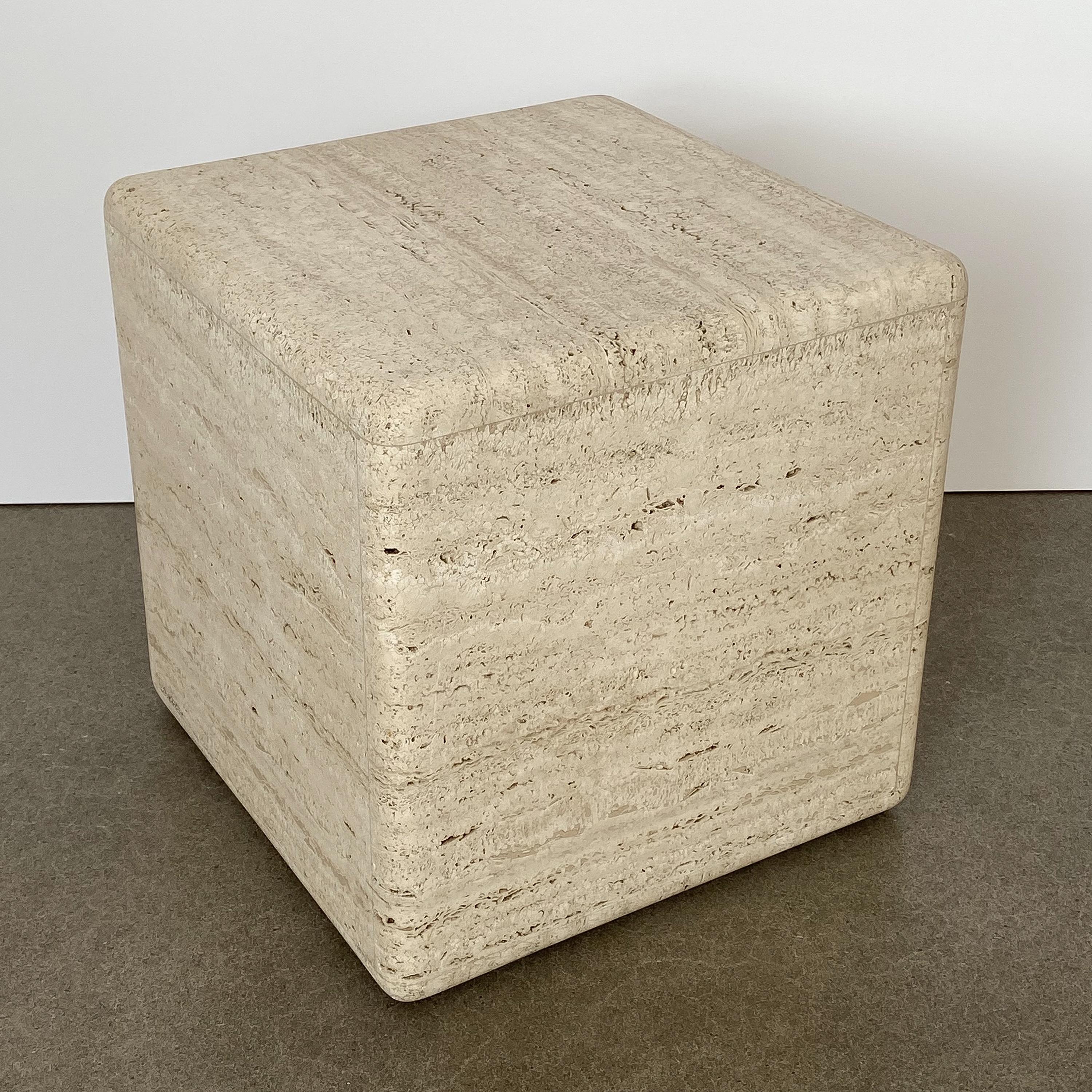 Two-Piece Travertine Cube Tiered Coffee Table 7