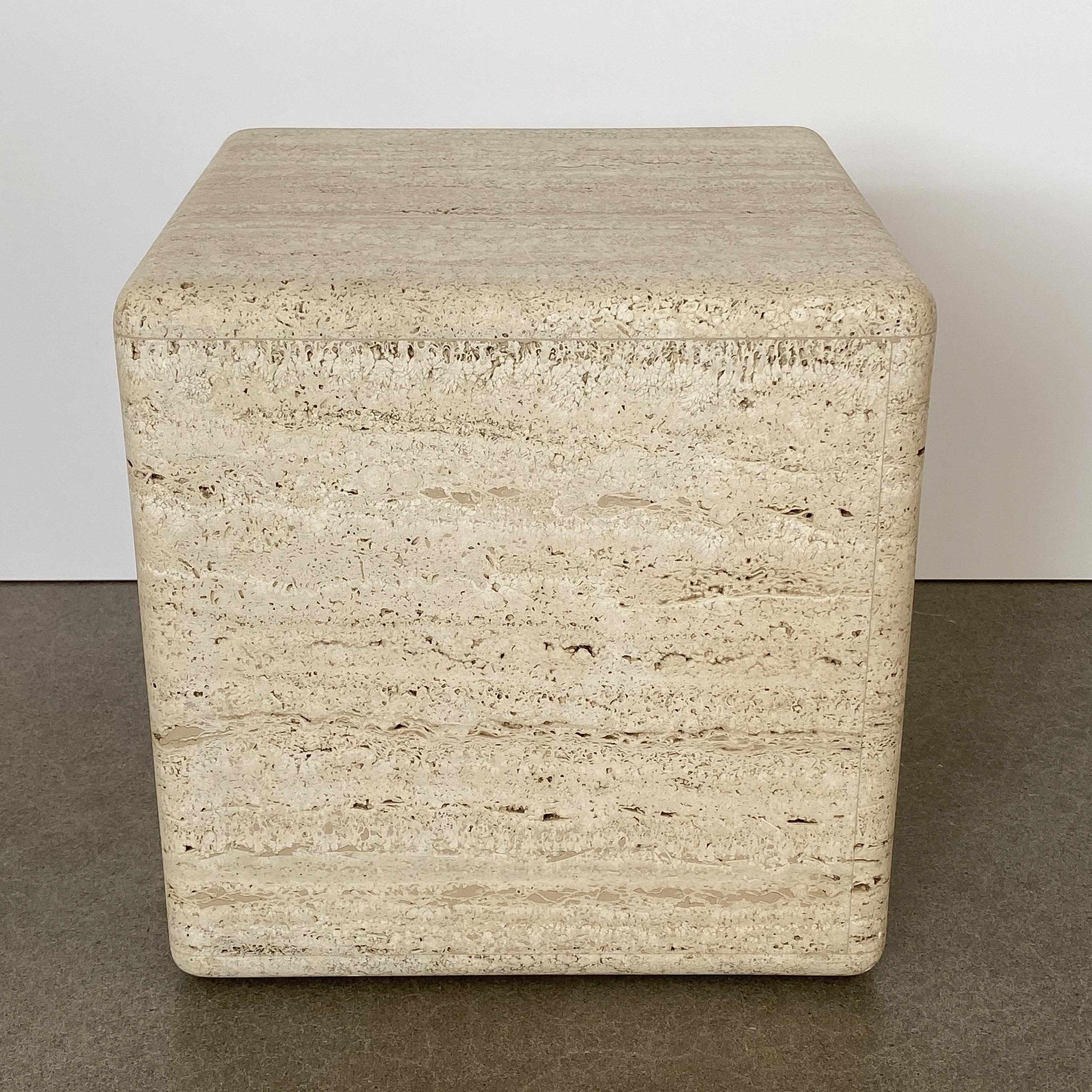 Two-Piece Travertine Cube Tiered Coffee Table 8