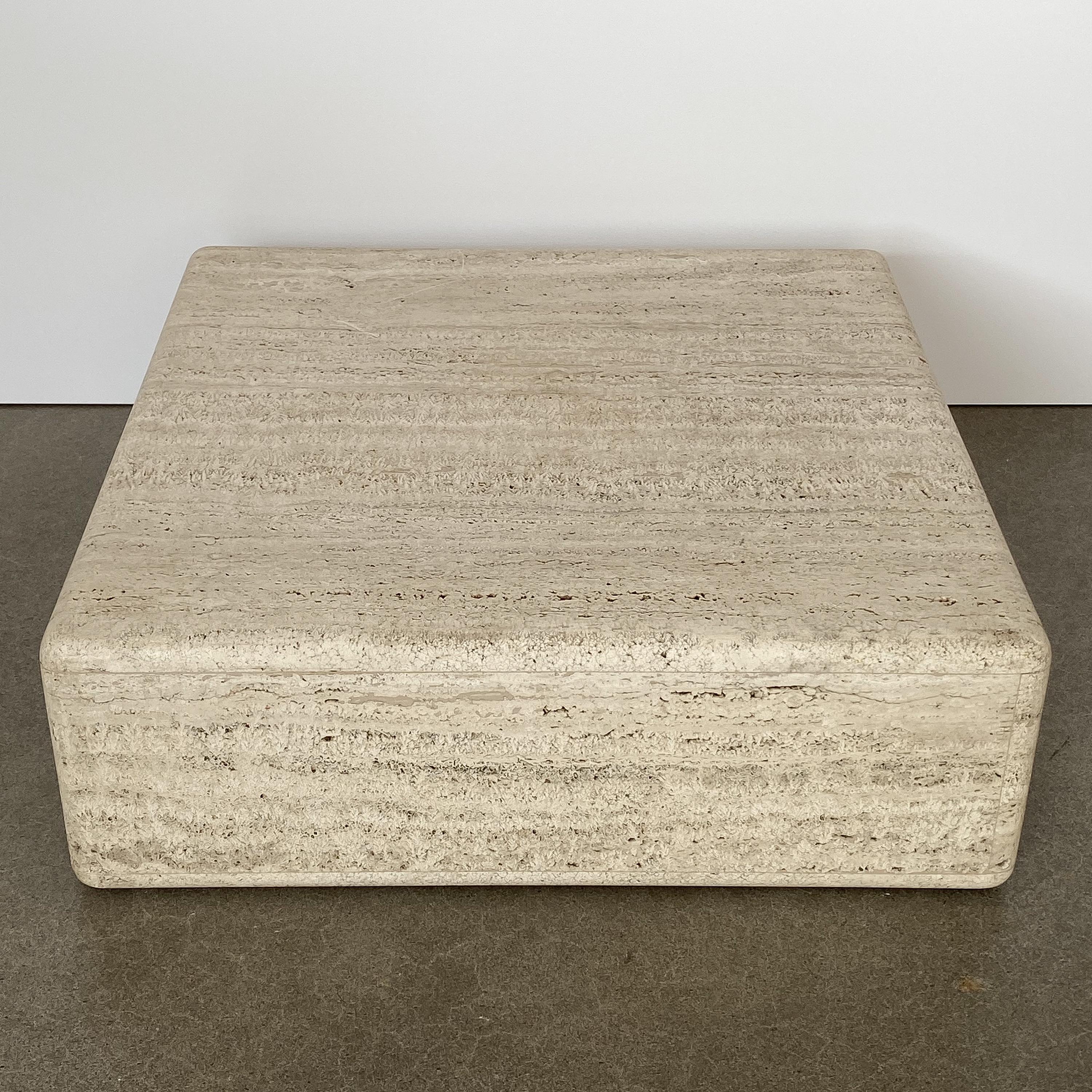 Two-Piece Travertine Cube Tiered Coffee Table 10