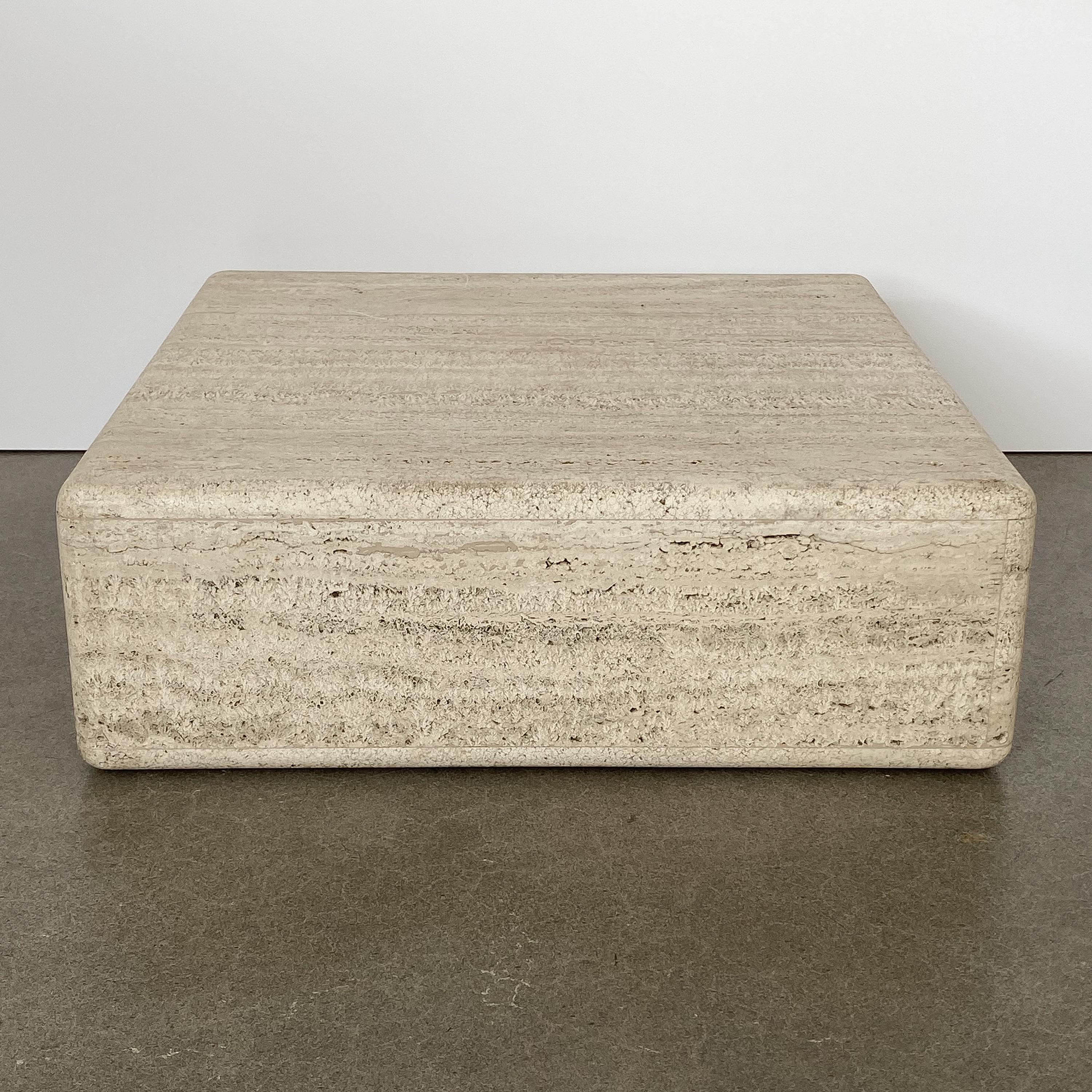 Two-Piece Travertine Cube Tiered Coffee Table 11
