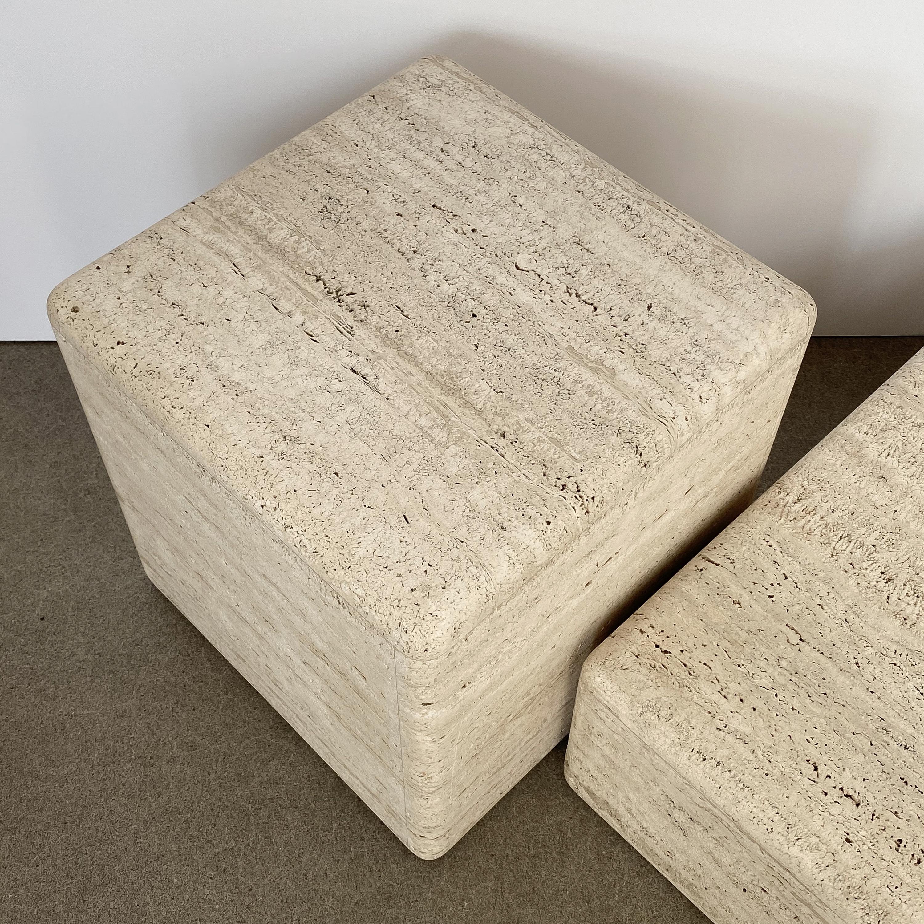 Two-Piece Travertine Cube Tiered Coffee Table 3