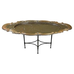 Two Piece Vintage Brass Top Coffee Table