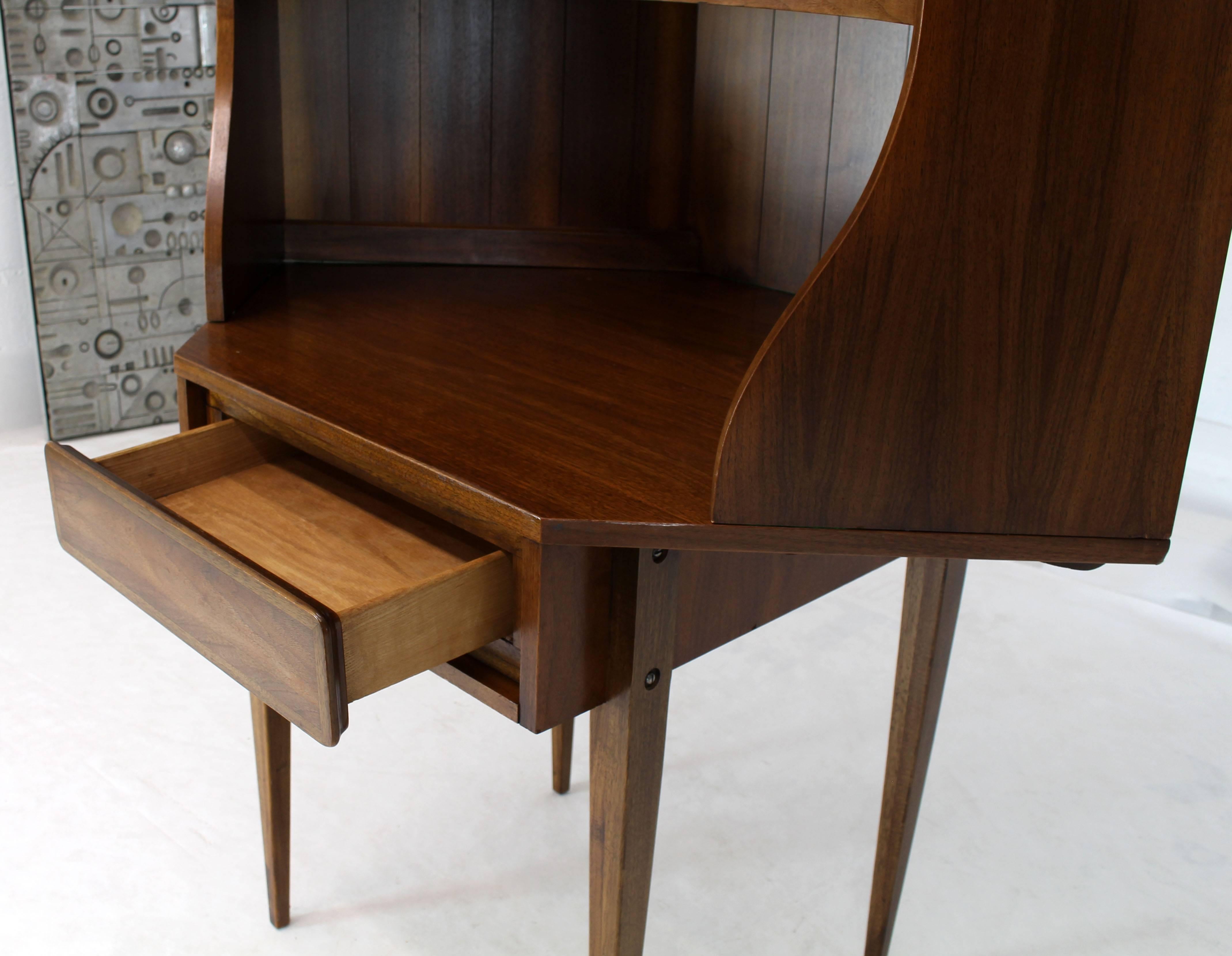 American Two-Piece Walnut Corner Desk Table Bookcase Hutch For Sale