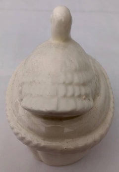 Two-Piece White Duck Ceramic Covered Box, Japan 1980s, in it's Original Box