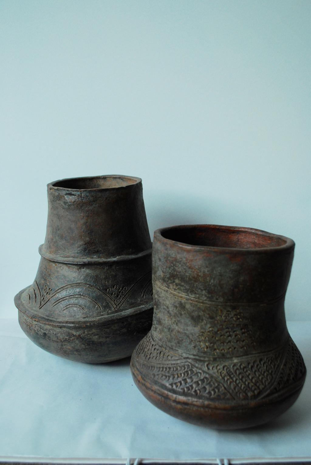 Two Pieces of a Pair of Early 20th Century Etched African Vessels from Mali 5