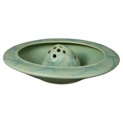 Two Pieces of Antique Arts & Crafts Art Pottery Low Bowl and Flower Frog C1920