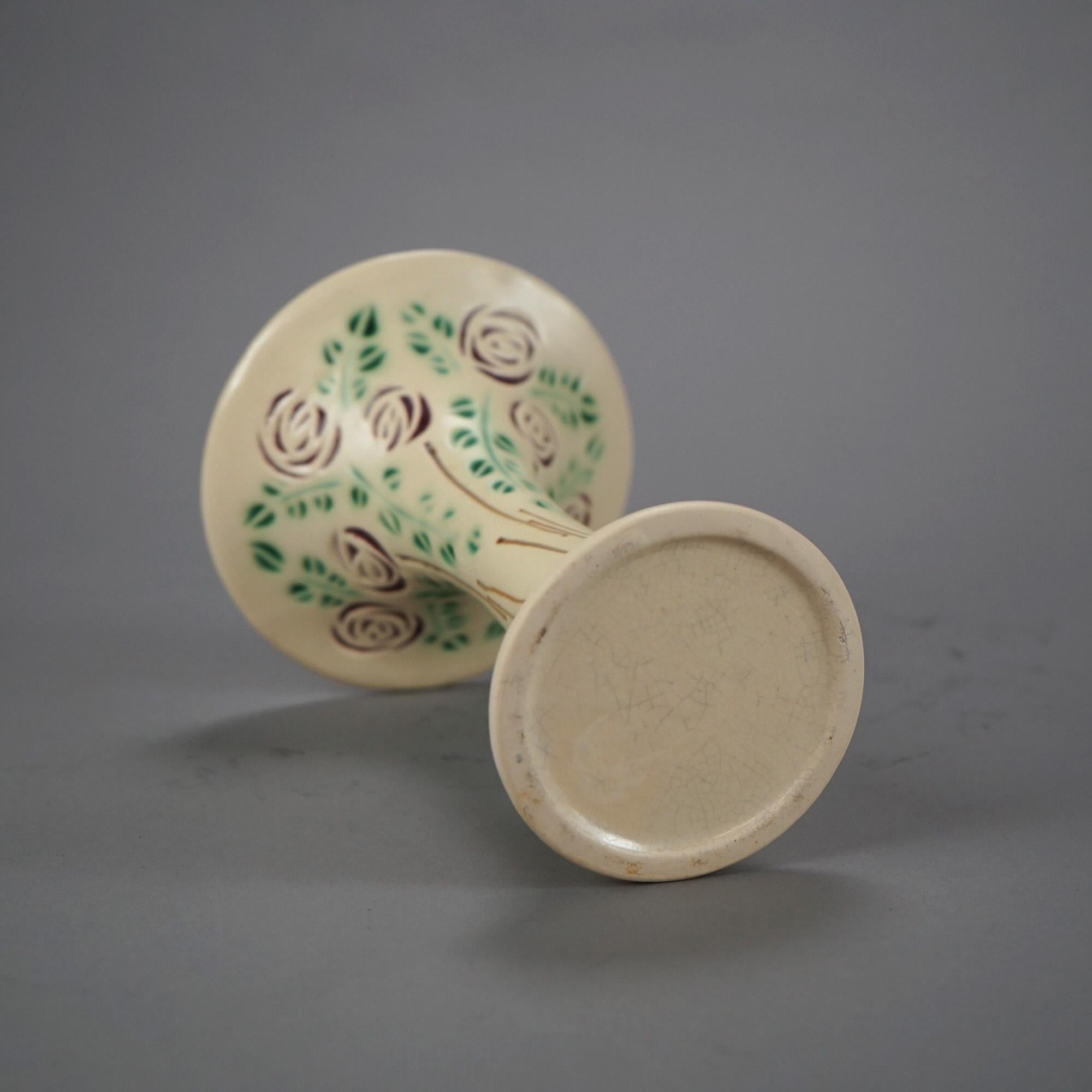 Two Pieces of Roseville Art Pottery in Velmoss Scroll Pattern Mid 20thC 2