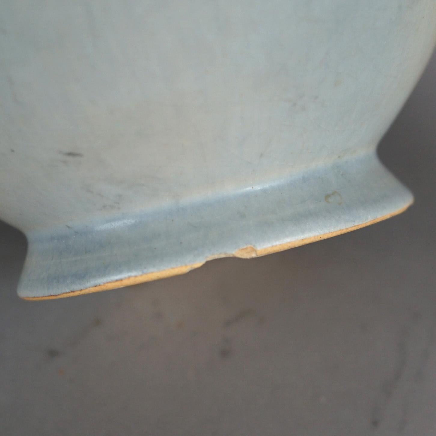 Two Pieces of Soft Blue Roseville Art Pottery in Poppy Pattern Mid 20th 6