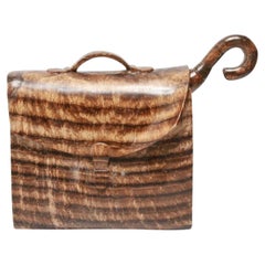 Two-pieces set of Carved Onyx Stone Contemporary Briefcases