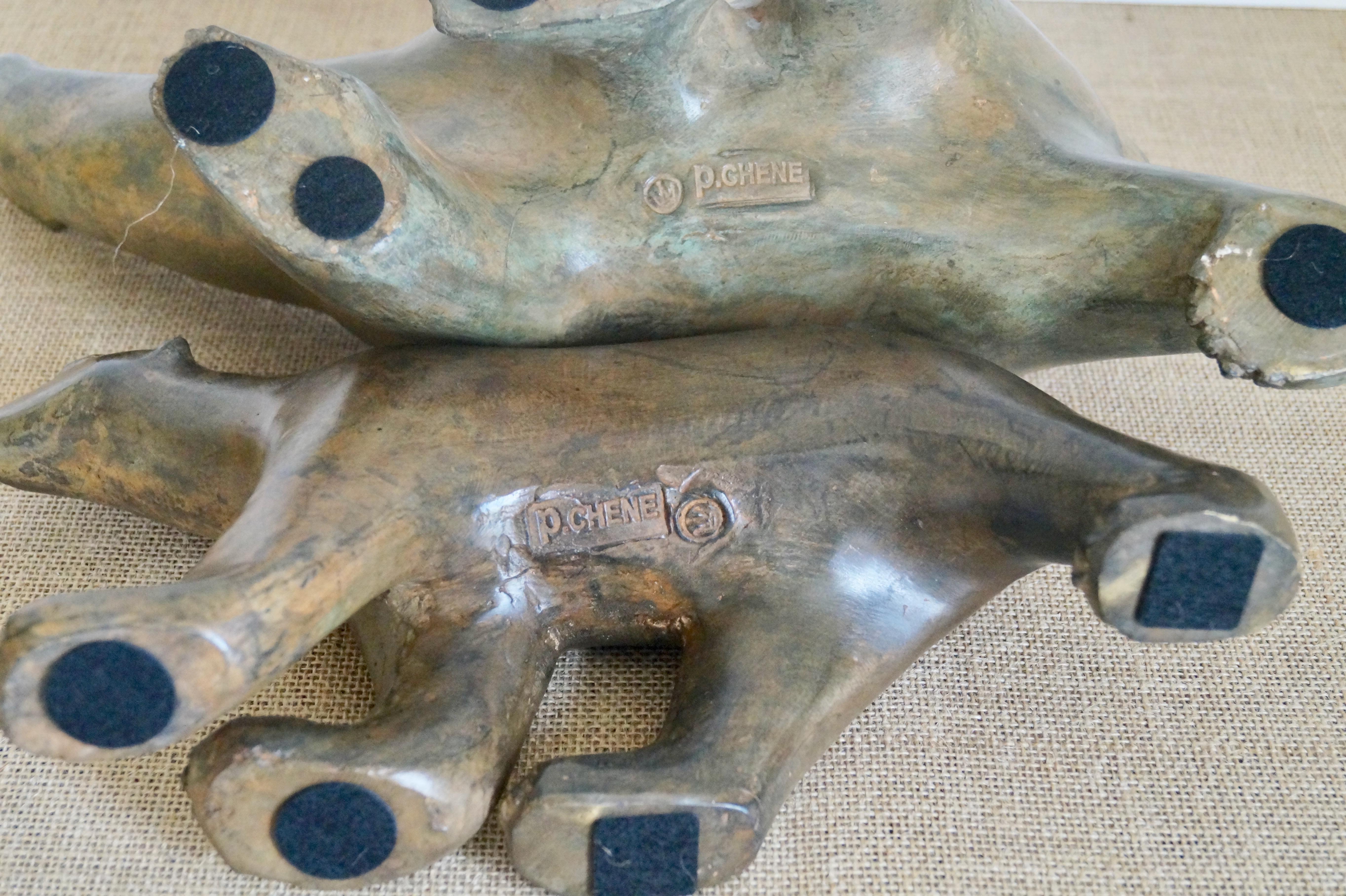 Art Deco Two Pierre Chenet Walking Polar Bear Bonze Sculptures