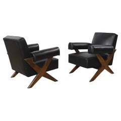 Two Pierre Jeanneret PJ-SI-48-A Lounge Chairs / Authentic Mid-Century Modern