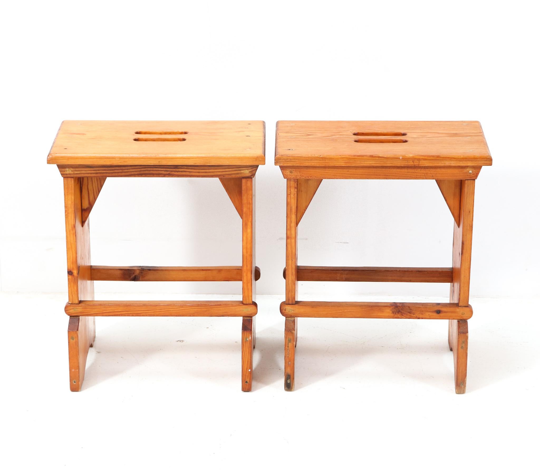 Dutch Two Pine Mid-Century Modern Monastery Stools, 1960s For Sale
