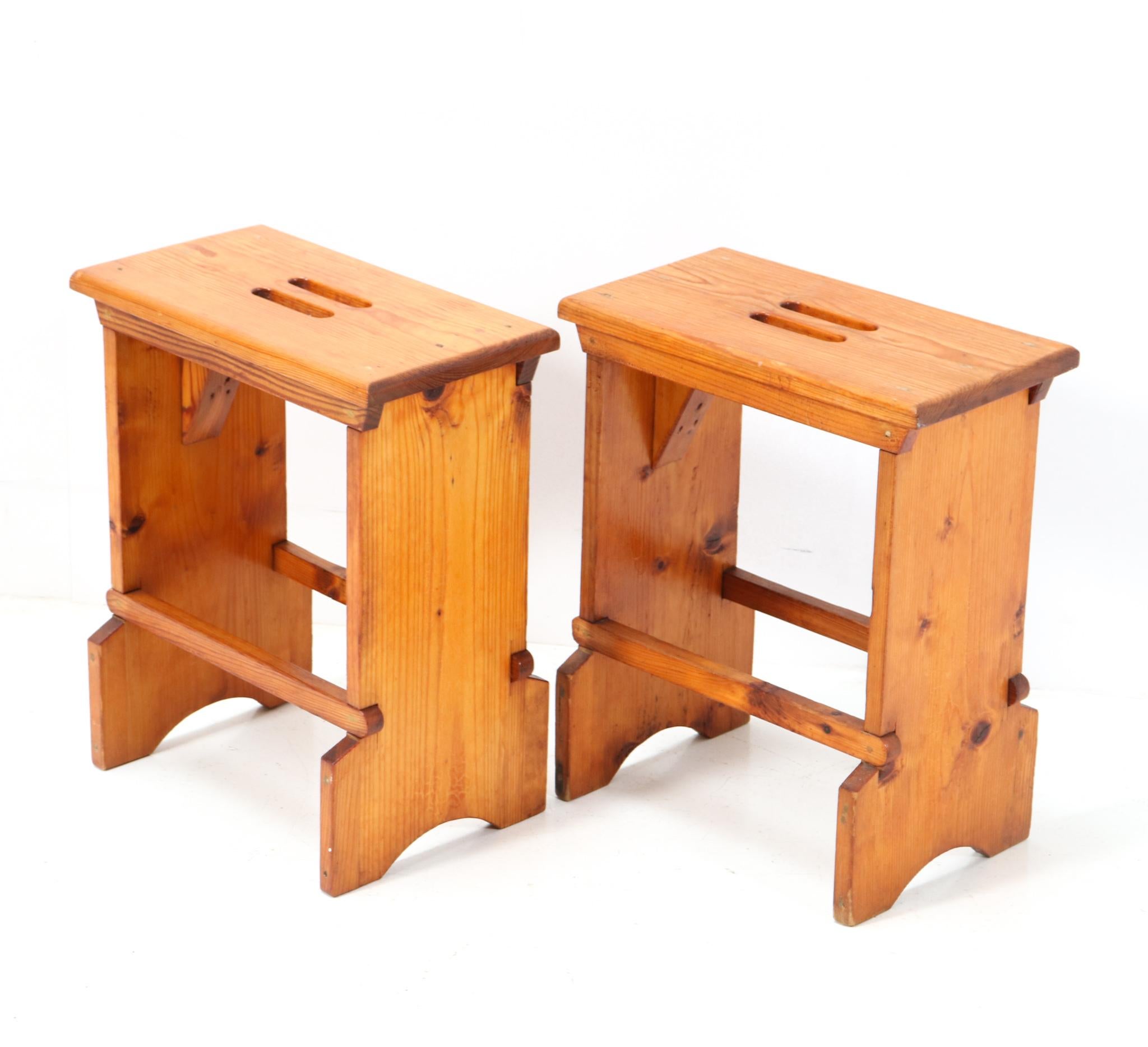 Two Pine Mid-Century Modern Monastery Stools, 1960s In Good Condition For Sale In Amsterdam, NL
