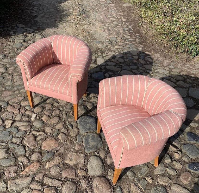 Danish Two Pink Lounge Chairs from the 1950s