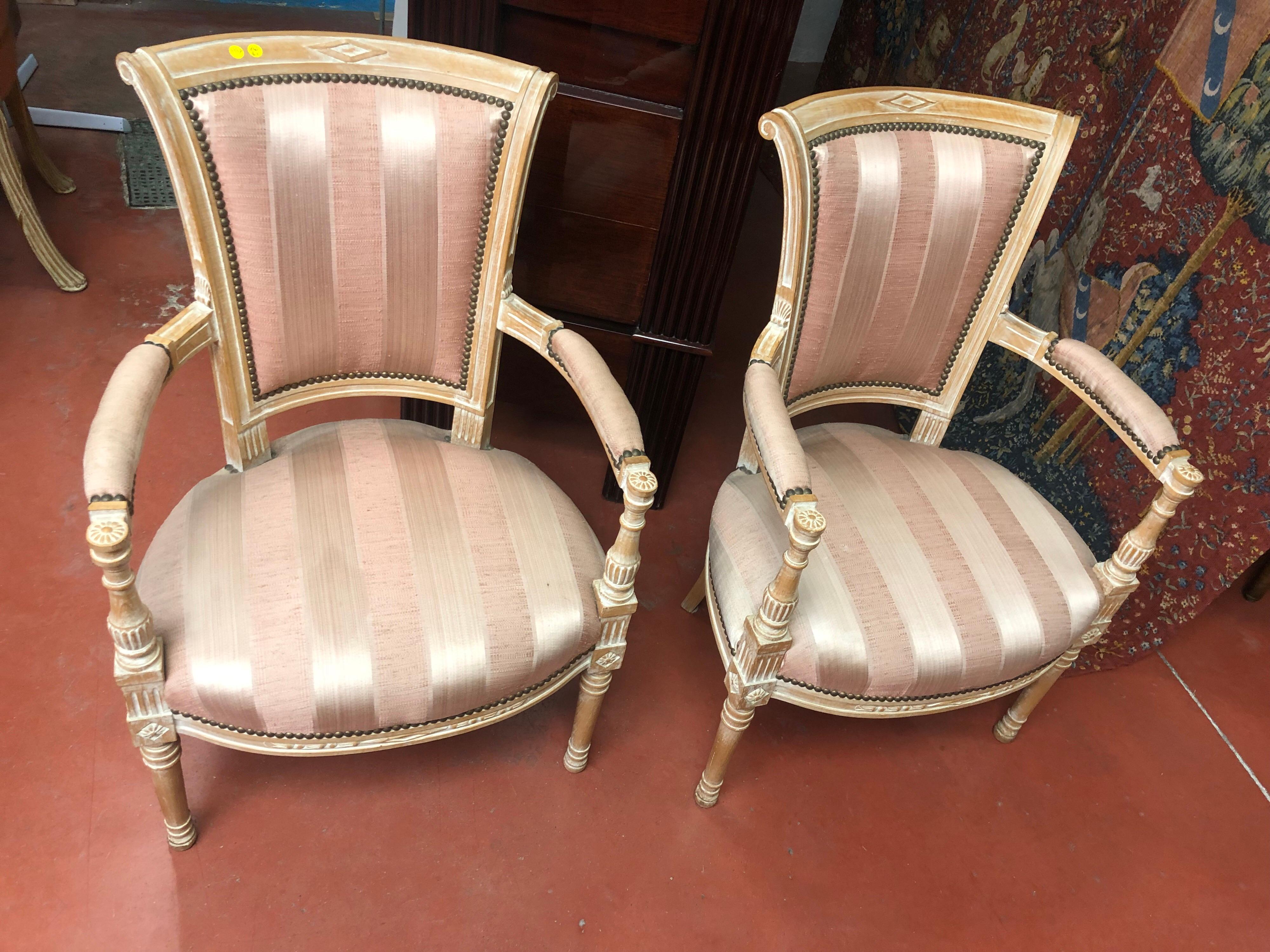 Baroque Two Pink Reupholstered 19th Century French Armchairs