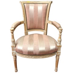 Two Pink Reupholstered 19th Century French Armchairs