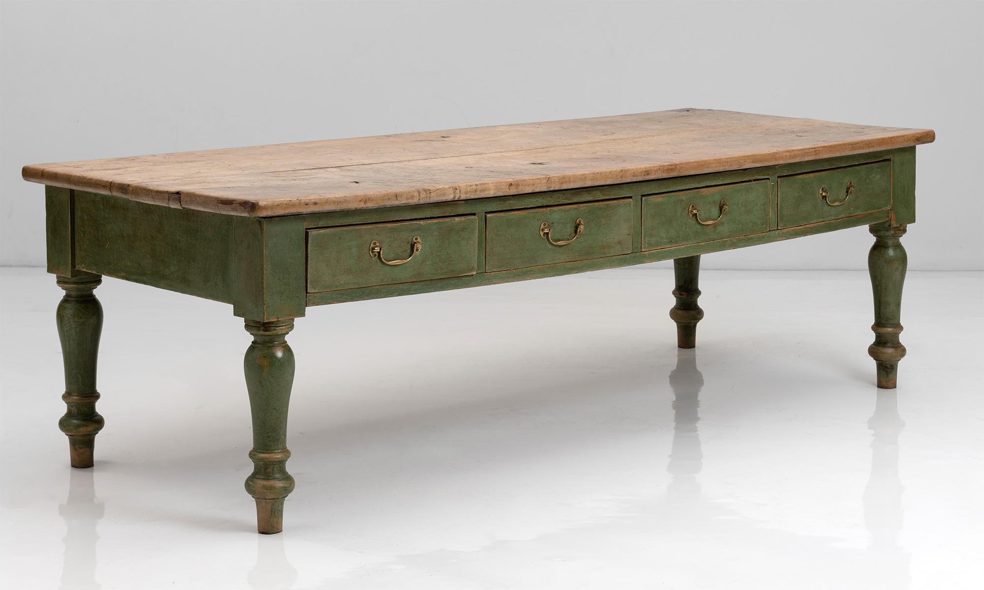 Two Plank Sycamore Table

England Circa 1830

Sycamore top on green painted base with natural patina.

103”L x 41.5”d x 31.75”h x 20.75” apron height