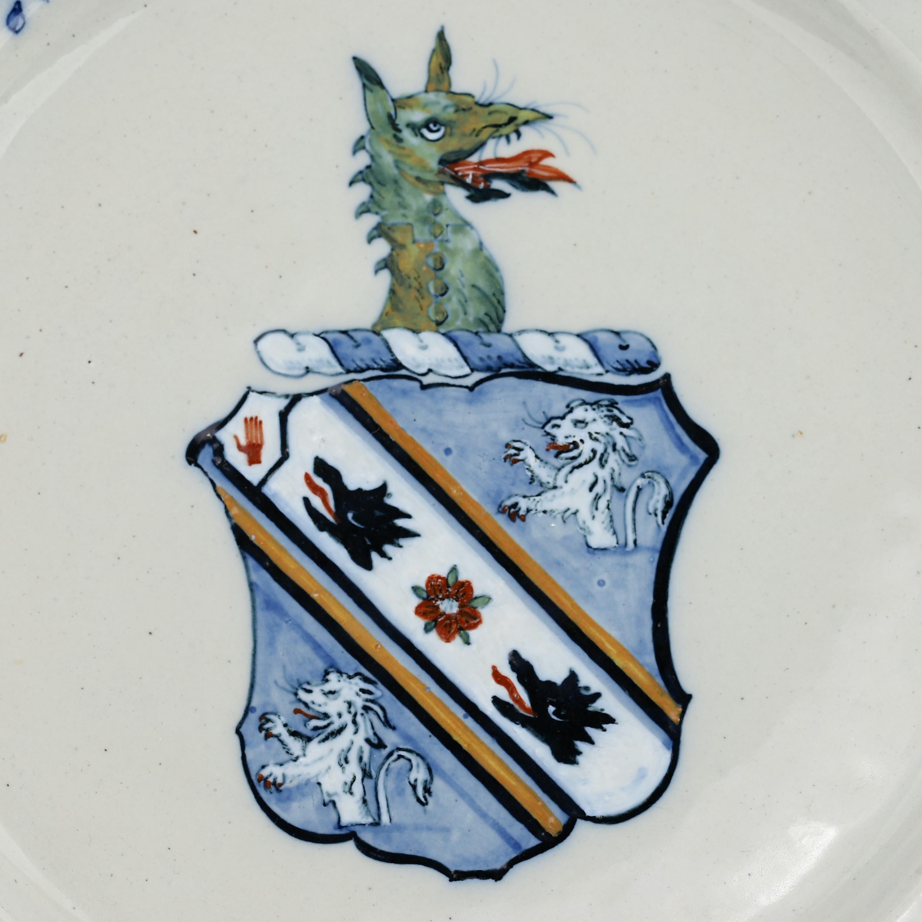 Glazed Two plates with the Coat of Arms of the Webster Barony, 18th Century For Sale