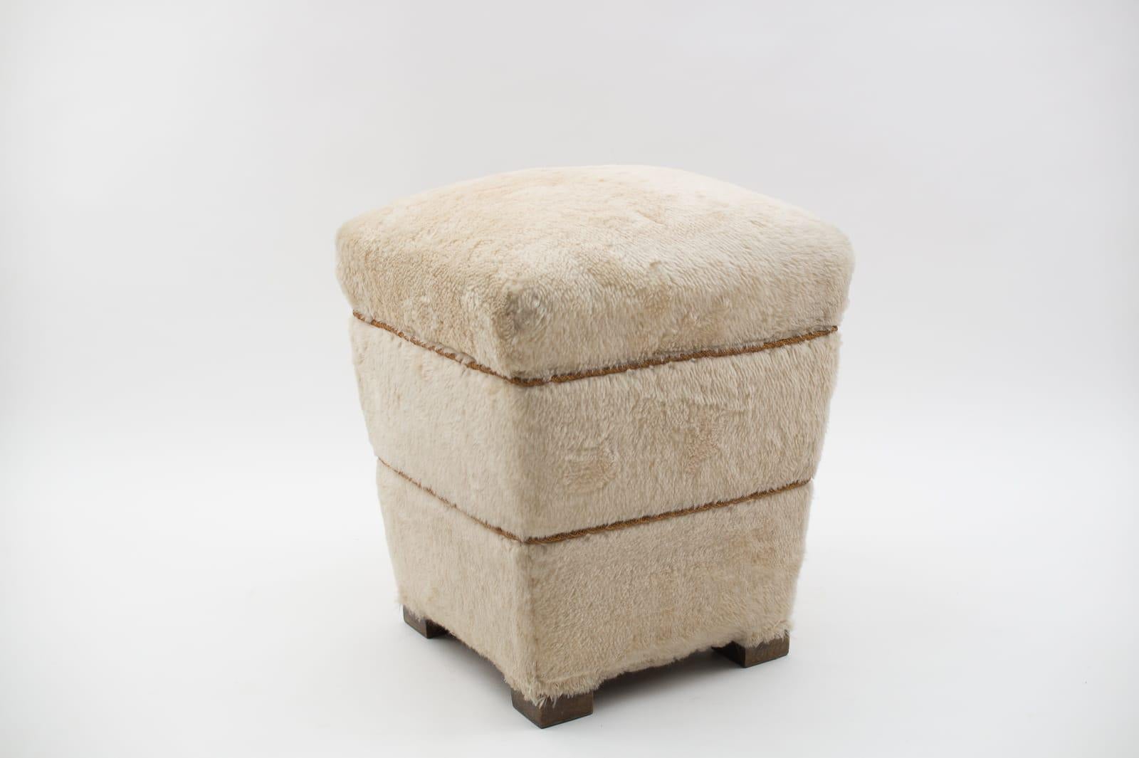 Mid-20th Century Two Plush Stools with Storage, 1950s France