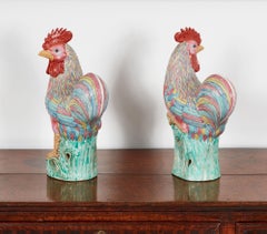 Two Polychrome Roosters