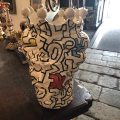 Two Pop Art Inspired Hand Painted Clay Sicilian Moro's Head Vases