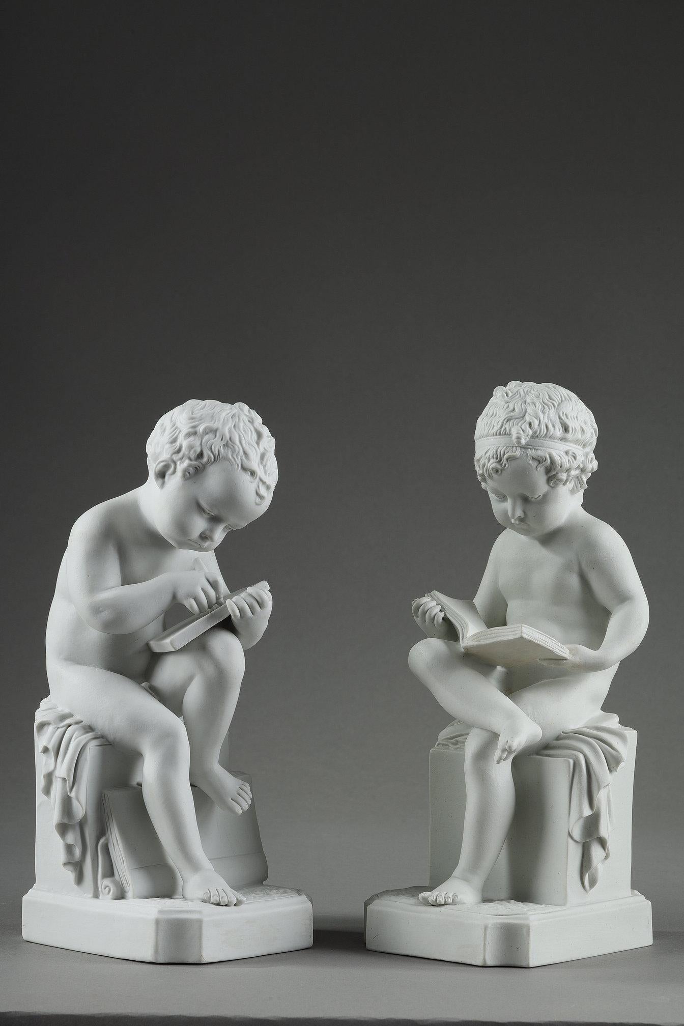 These two figurines enjoyed great success in the 19th century, and were widely copied and reproduced in bronze, marble or biscuit. The most popular models in biscuit were those made by Dihl et Guérhard.

For a long time, they were wrongly attributed