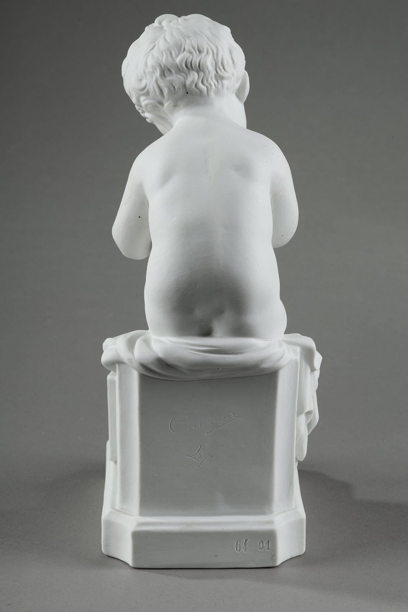 Two porcelain biscuit figurines of The Child Reading and The Child Drawing For Sale 3