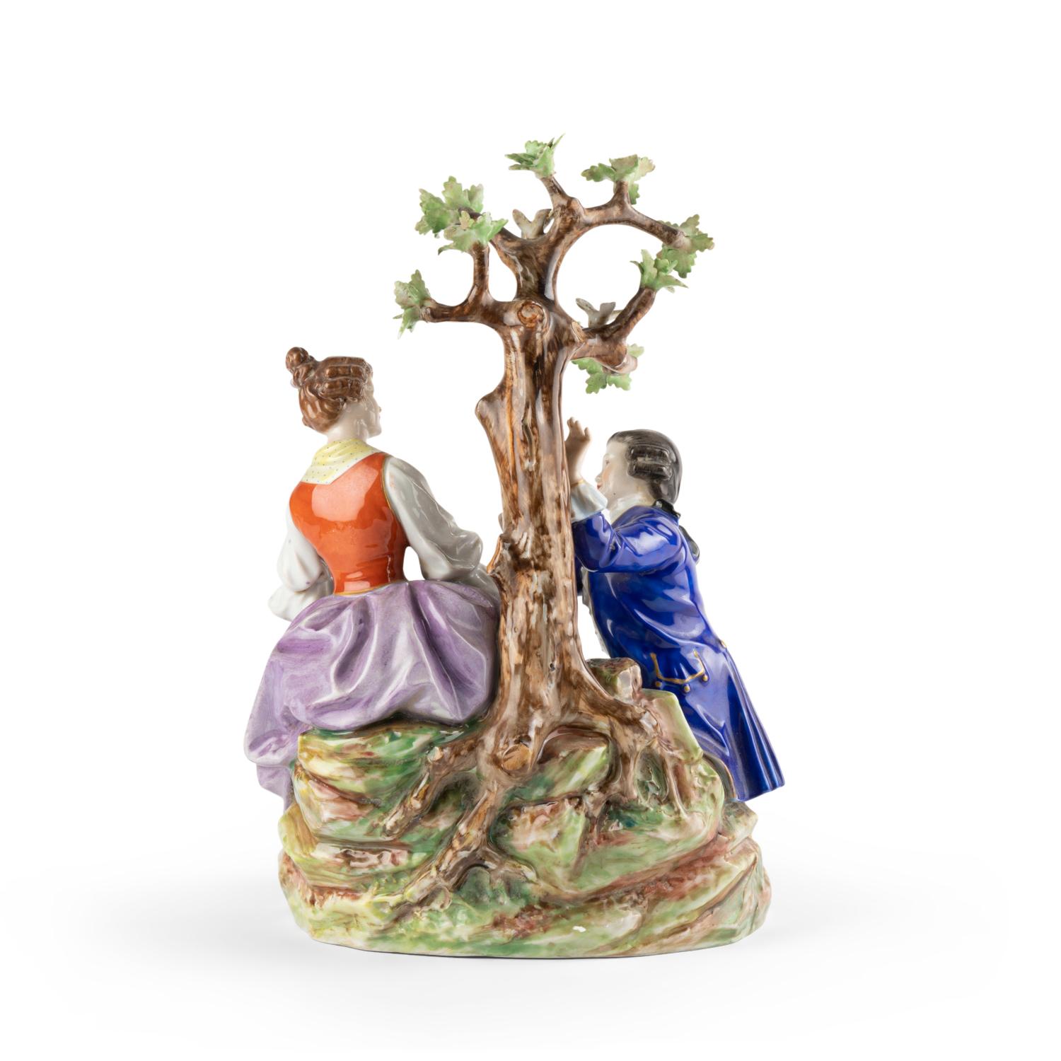European Two Porcelain Sculptures in the Saxe Style, 19th Century, Napoleon III Period.